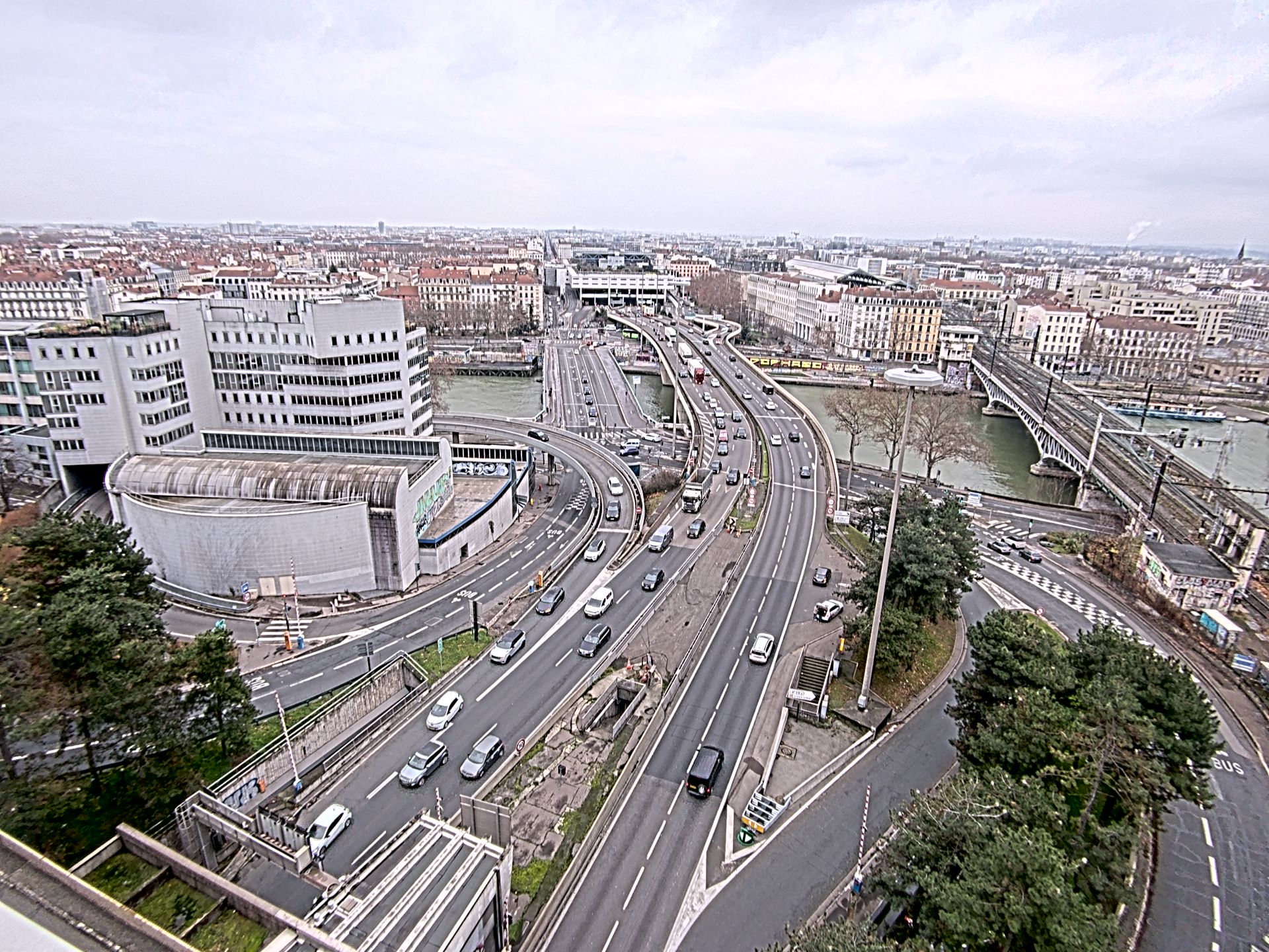 Caméra autoroute à Lyon Perrache à l'entrée Sud du Tunnel sous Fourvière, en direction de Marseille