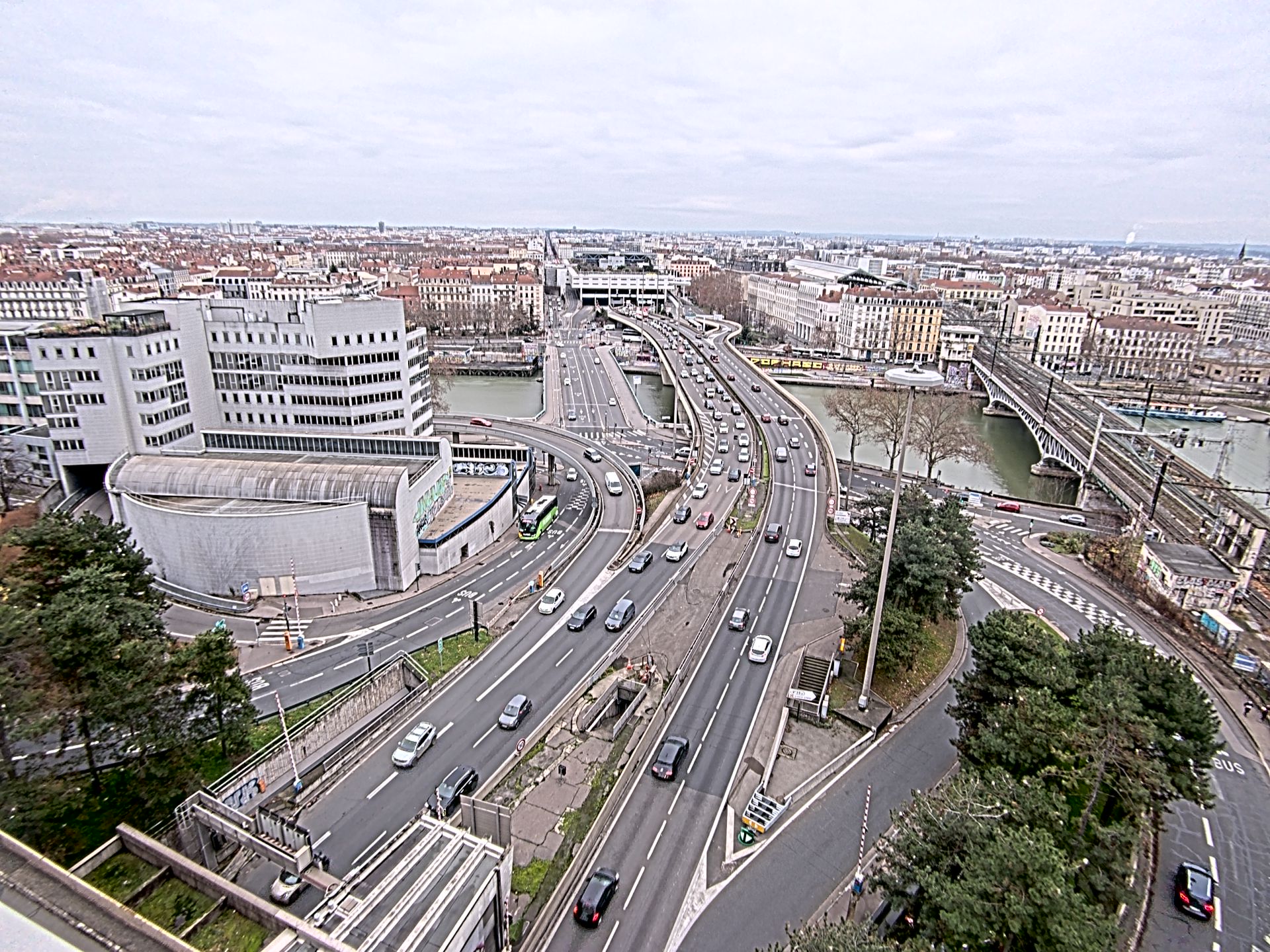 Caméra autoroute à Lyon Perrache à l'entrée Sud du Tunnel sous Fourvière, en direction de Marseille
