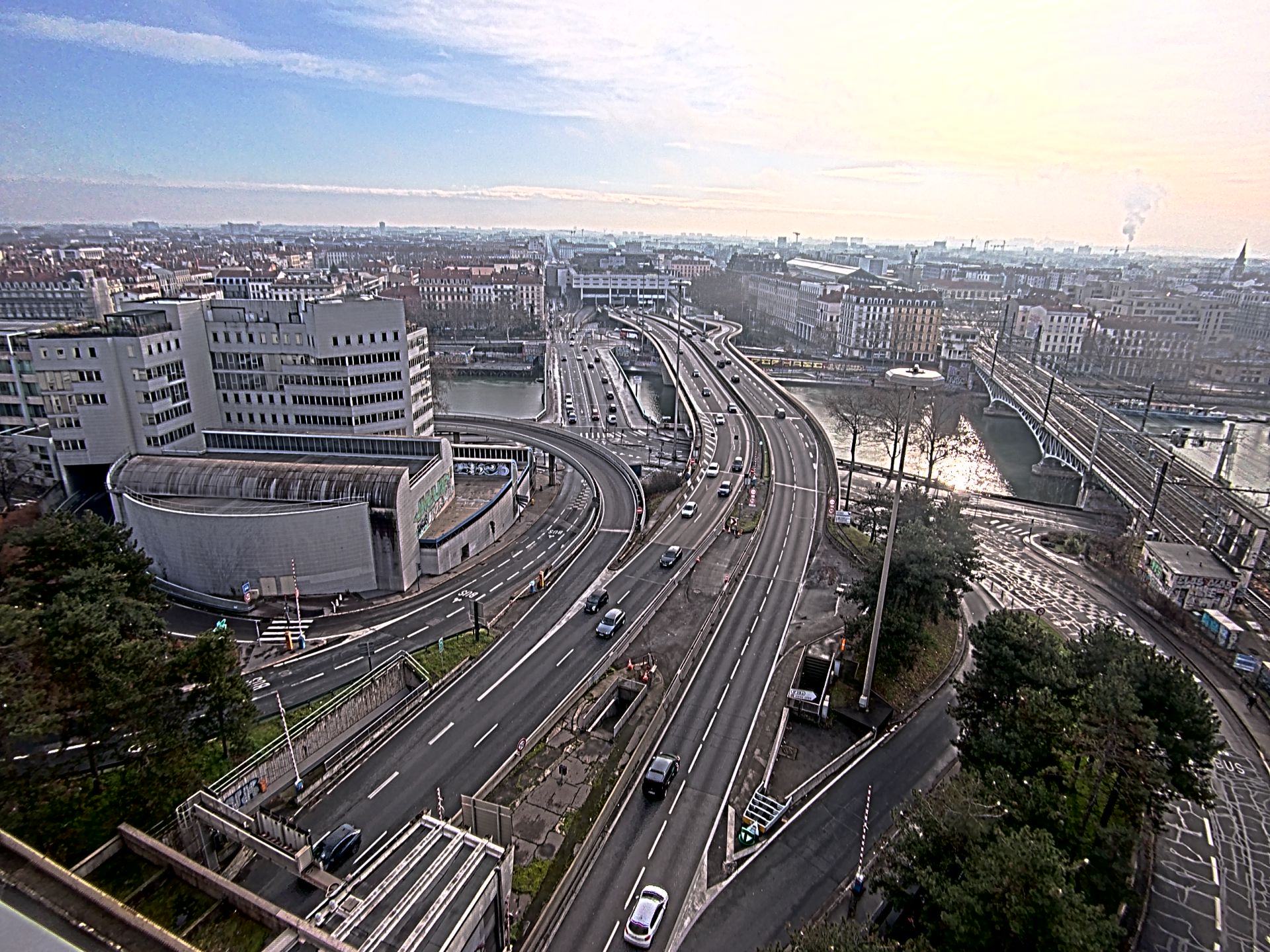 Caméra autoroute à Lyon Perrache à l'entrée Sud du Tunnel sous Fourvière, en direction de Marseille