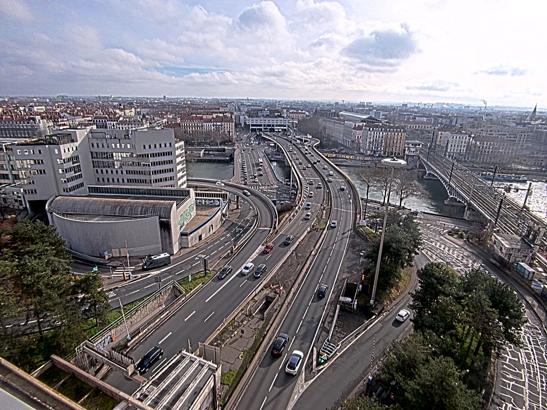 Caméra autoroute à Lyon Perrache à l'entrée Sud du Tunnel sous Fourvière, en direction de Marseille