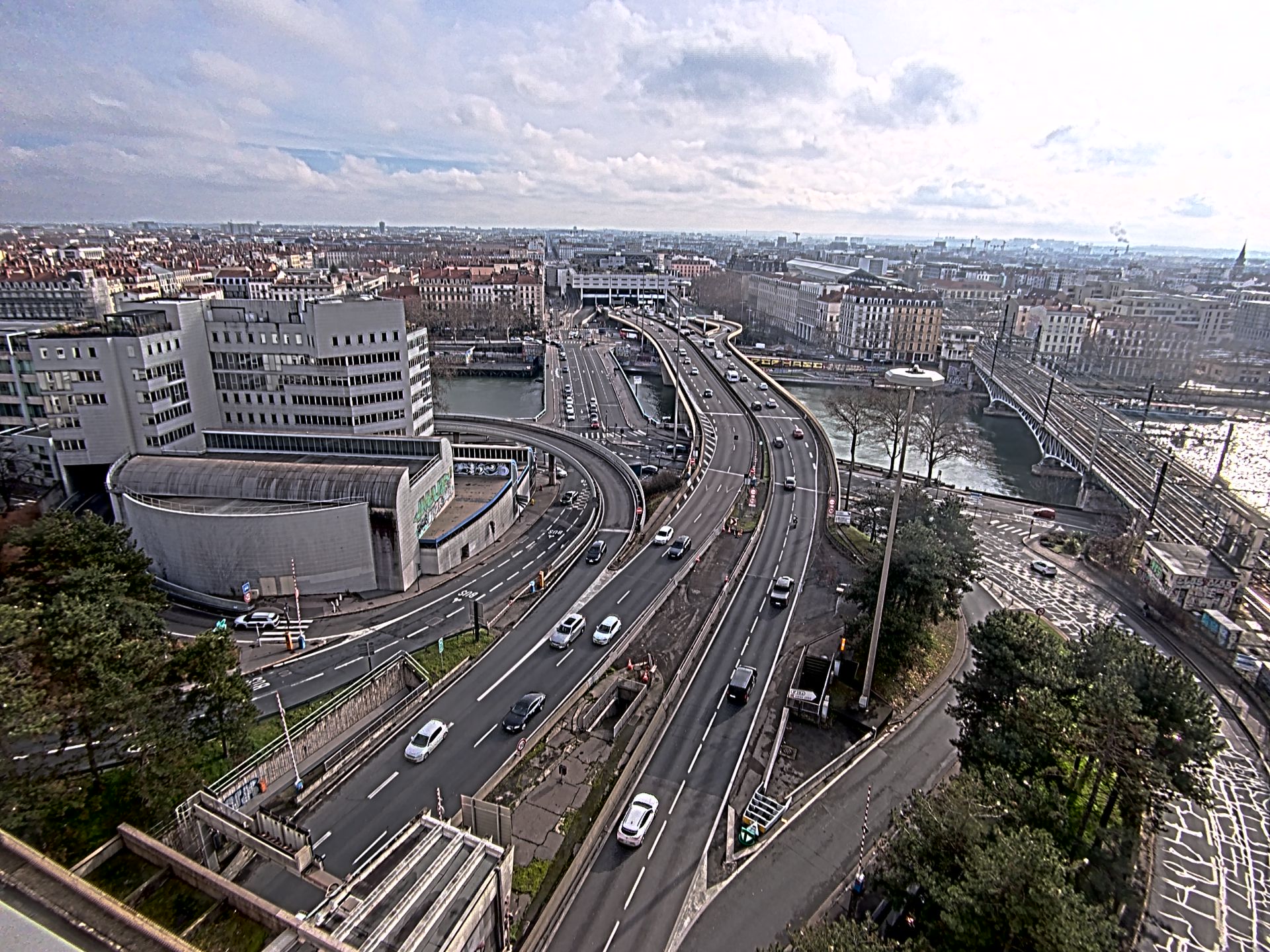 Caméra autoroute à Lyon Perrache à l'entrée Sud du Tunnel sous Fourvière, en direction de Marseille
