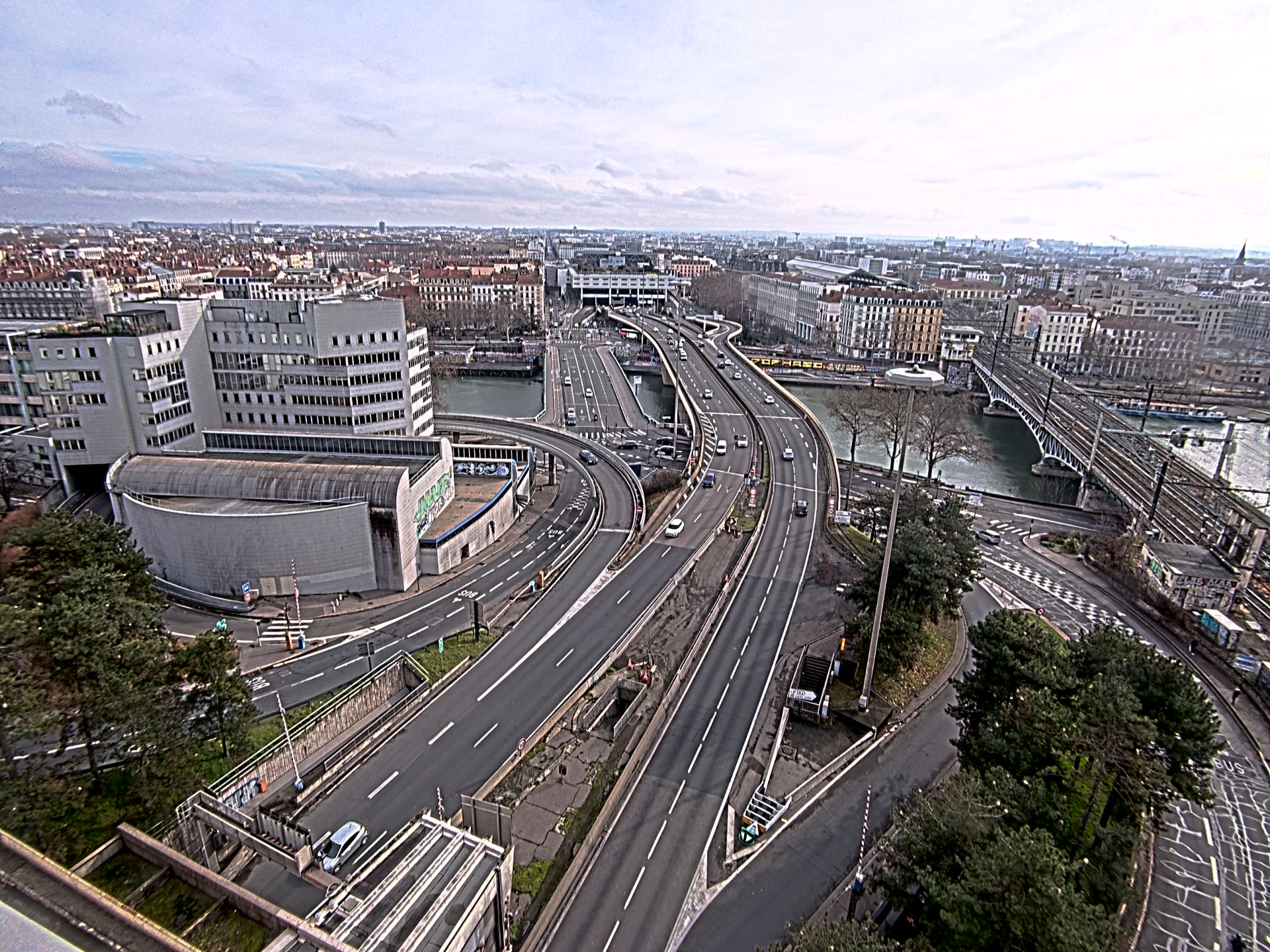 Caméra autoroute à Lyon Perrache à l'entrée Sud du Tunnel sous Fourvière, en direction de Marseille