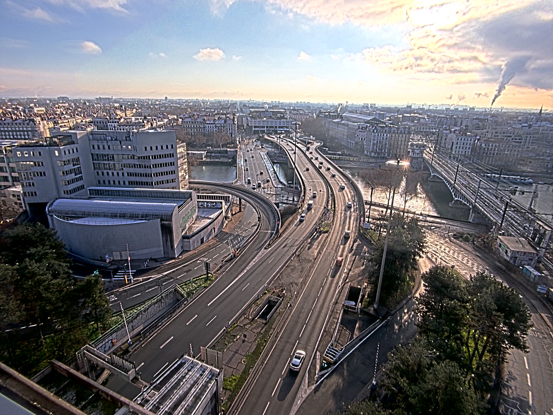 Caméra autoroute à Lyon Perrache à l'entrée Sud du Tunnel sous Fourvière, en direction de Marseille