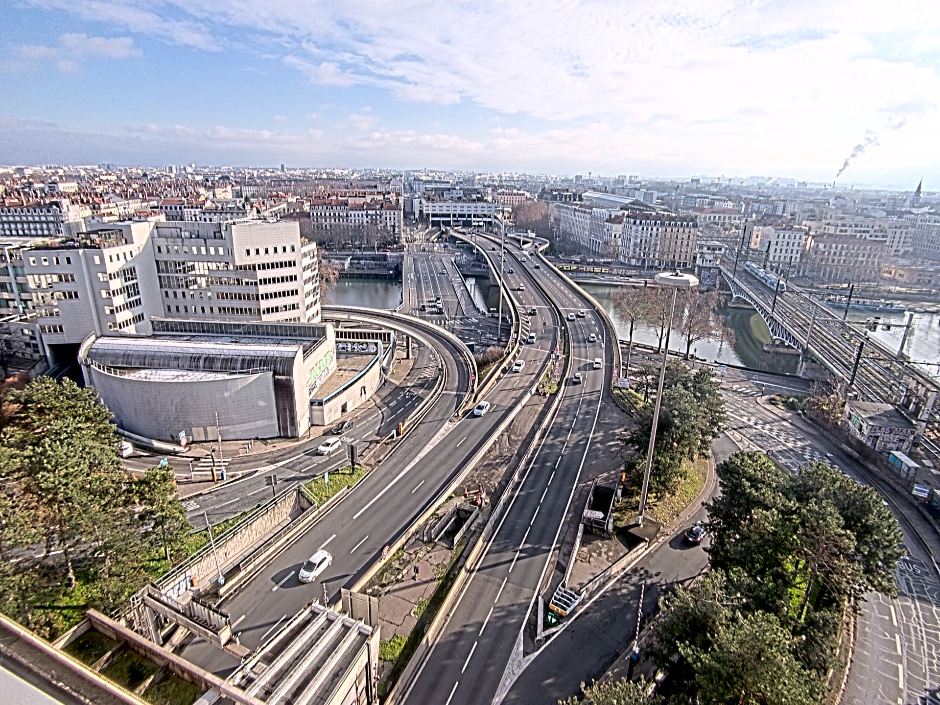 Caméra autoroute à Lyon Perrache à l'entrée Sud du Tunnel sous Fourvière, en direction de Marseille