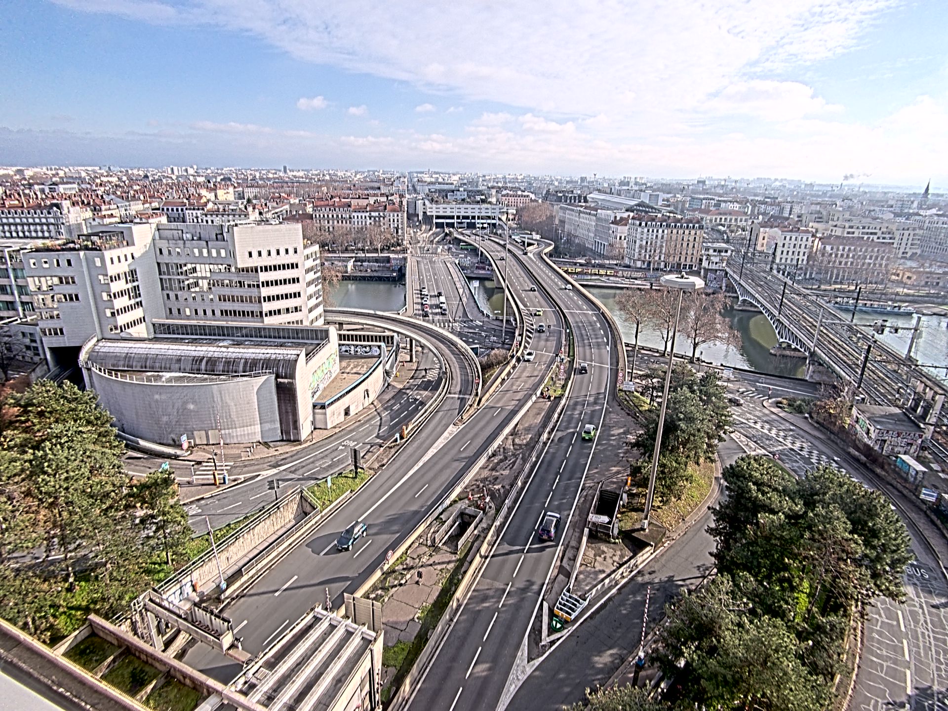 Caméra autoroute à Lyon Perrache à l'entrée Sud du Tunnel sous Fourvière, en direction de Marseille