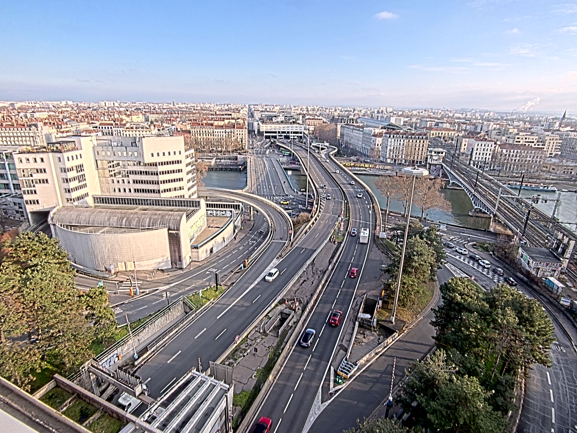 Caméra autoroute à Lyon Perrache à l'entrée Sud du Tunnel sous Fourvière, en direction de Marseille