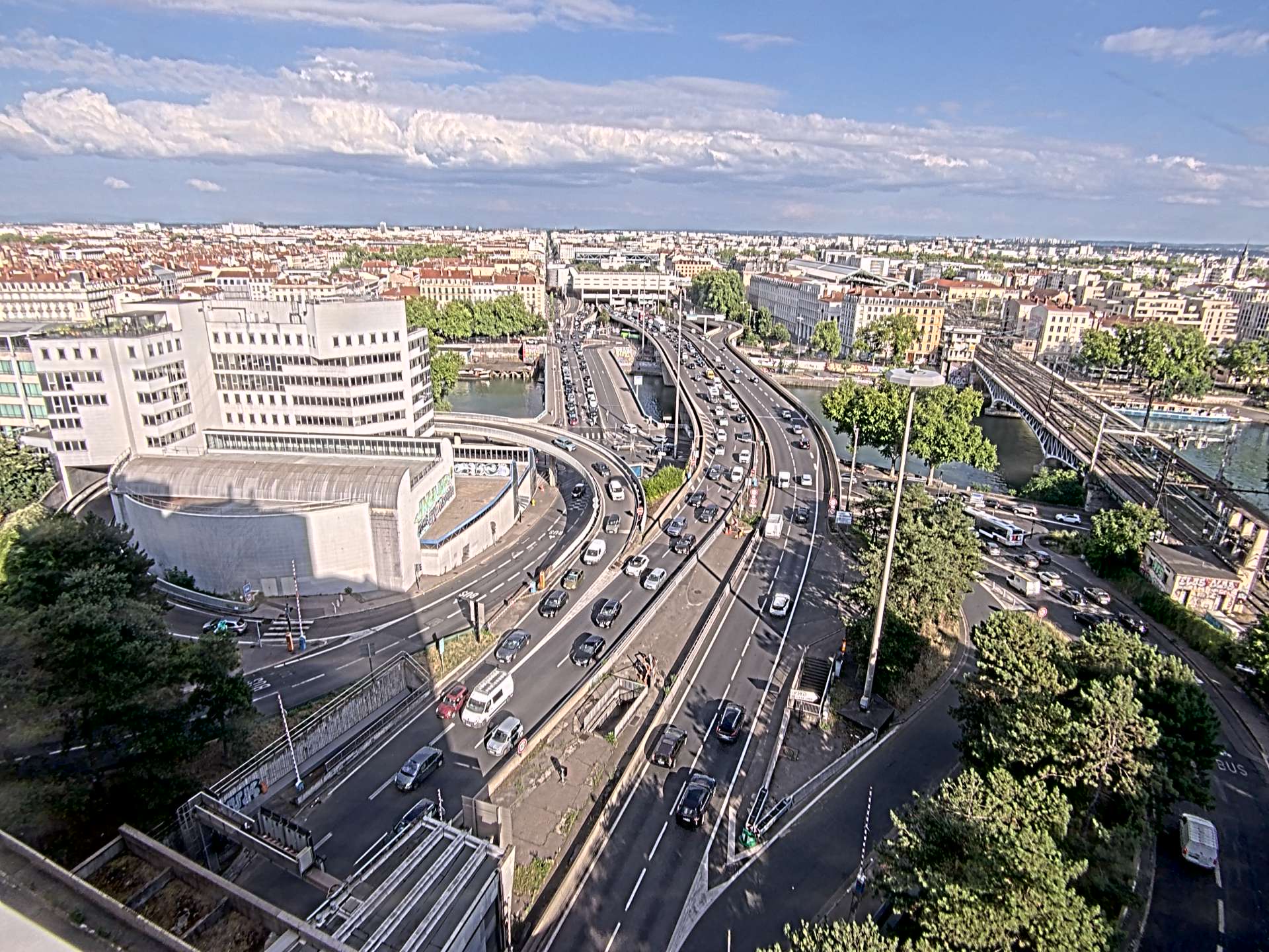 Caméra autoroute à Lyon Perrache à l'entrée Sud du Tunnel sous Fourvière, en direction de Marseille