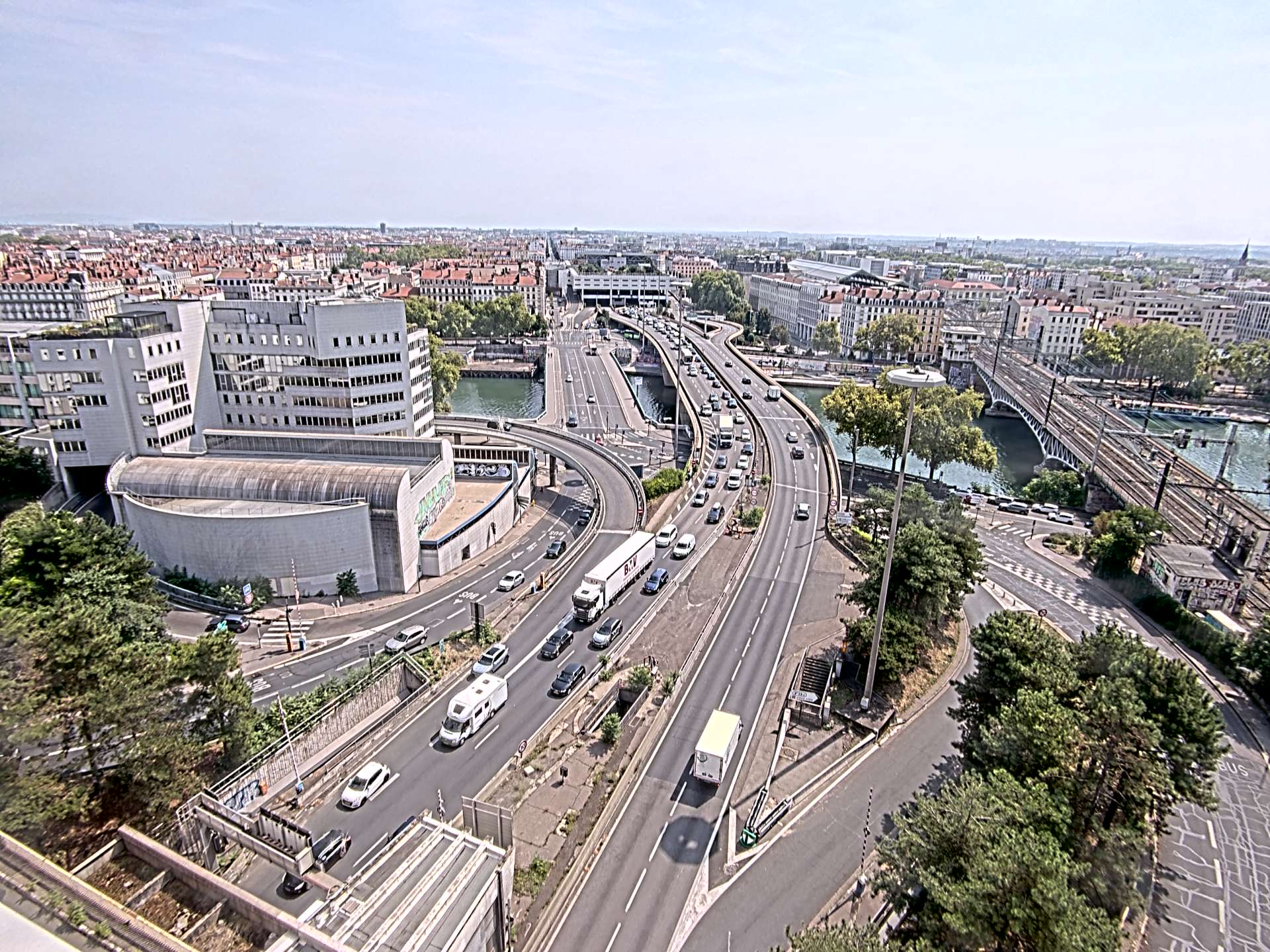 Caméra autoroute à Lyon Perrache à l'entrée Sud du Tunnel sous Fourvière, en direction de Marseille