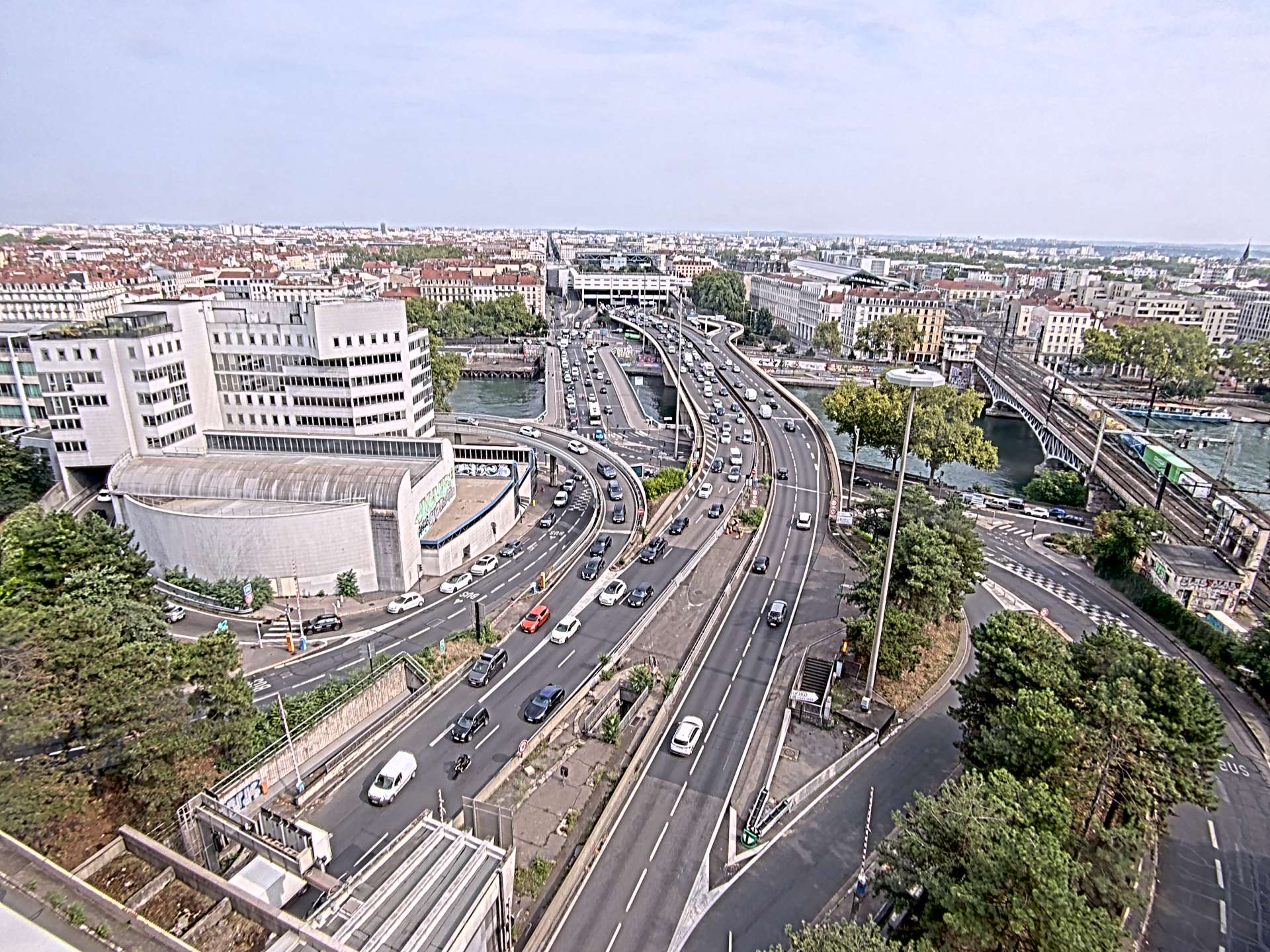 Caméra autoroute à Lyon Perrache à l'entrée Sud du Tunnel sous Fourvière, en direction de Marseille