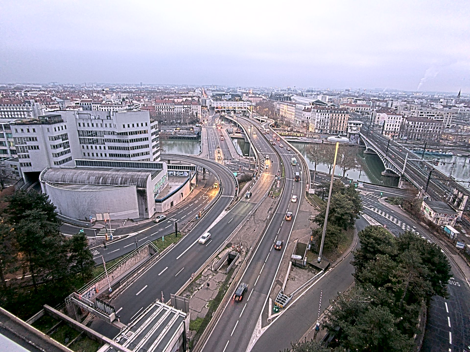 Caméra autoroute à Lyon Perrache à l'entrée Sud du Tunnel sous Fourvière, en direction de Marseille