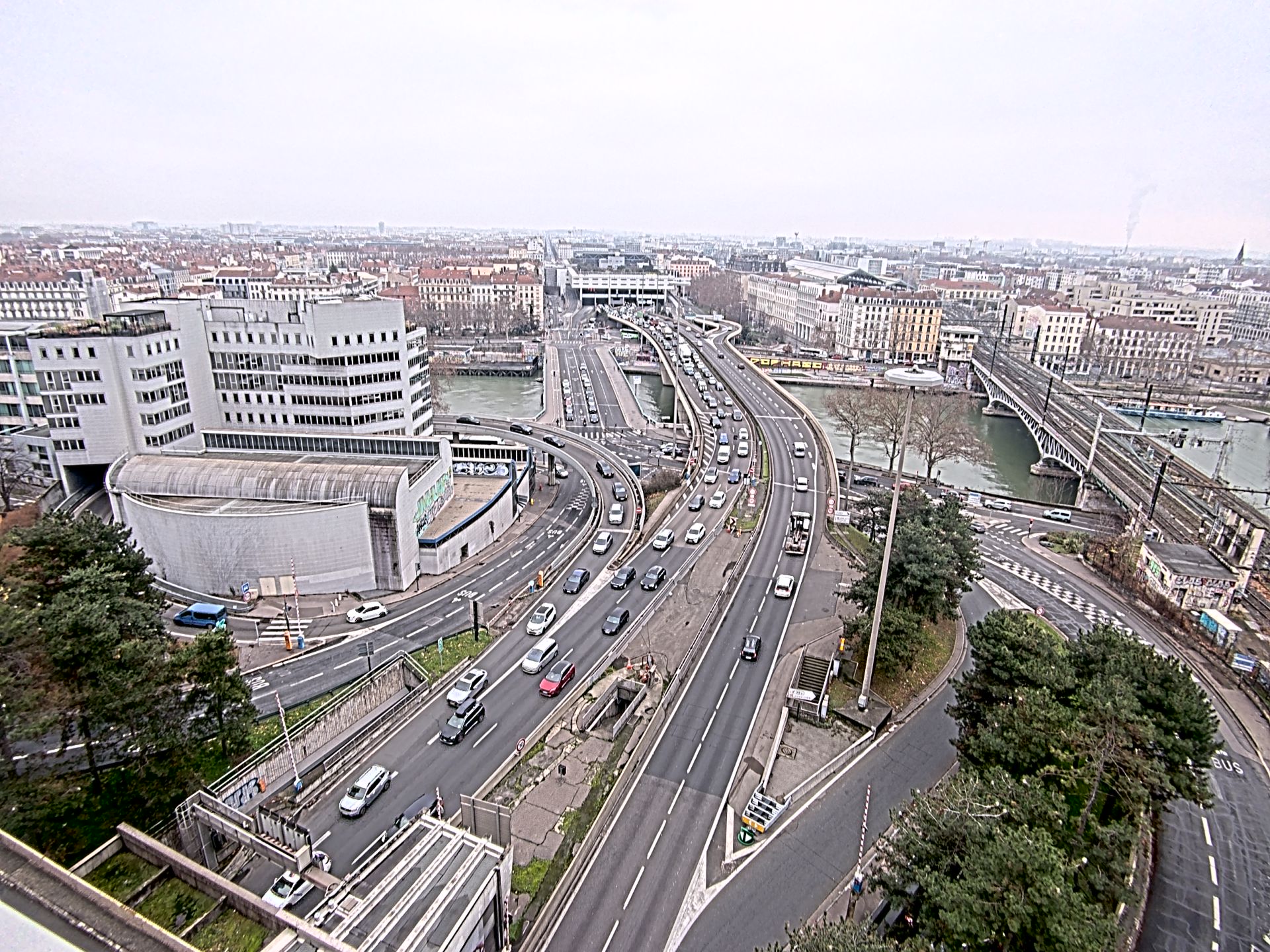 Caméra autoroute à Lyon Perrache à l'entrée Sud du Tunnel sous Fourvière, en direction de Marseille