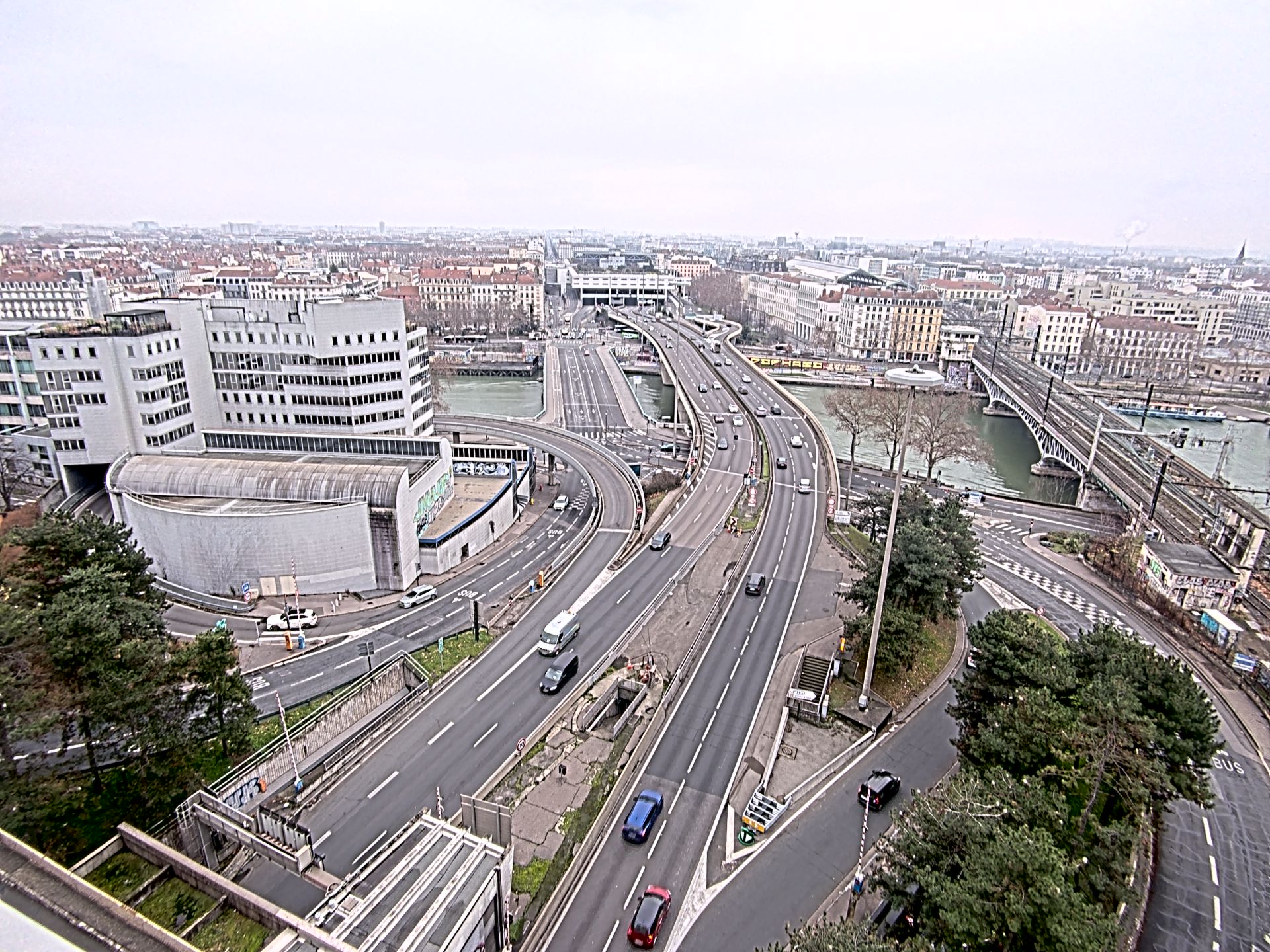 Caméra autoroute à Lyon Perrache à l'entrée Sud du Tunnel sous Fourvière, en direction de Marseille