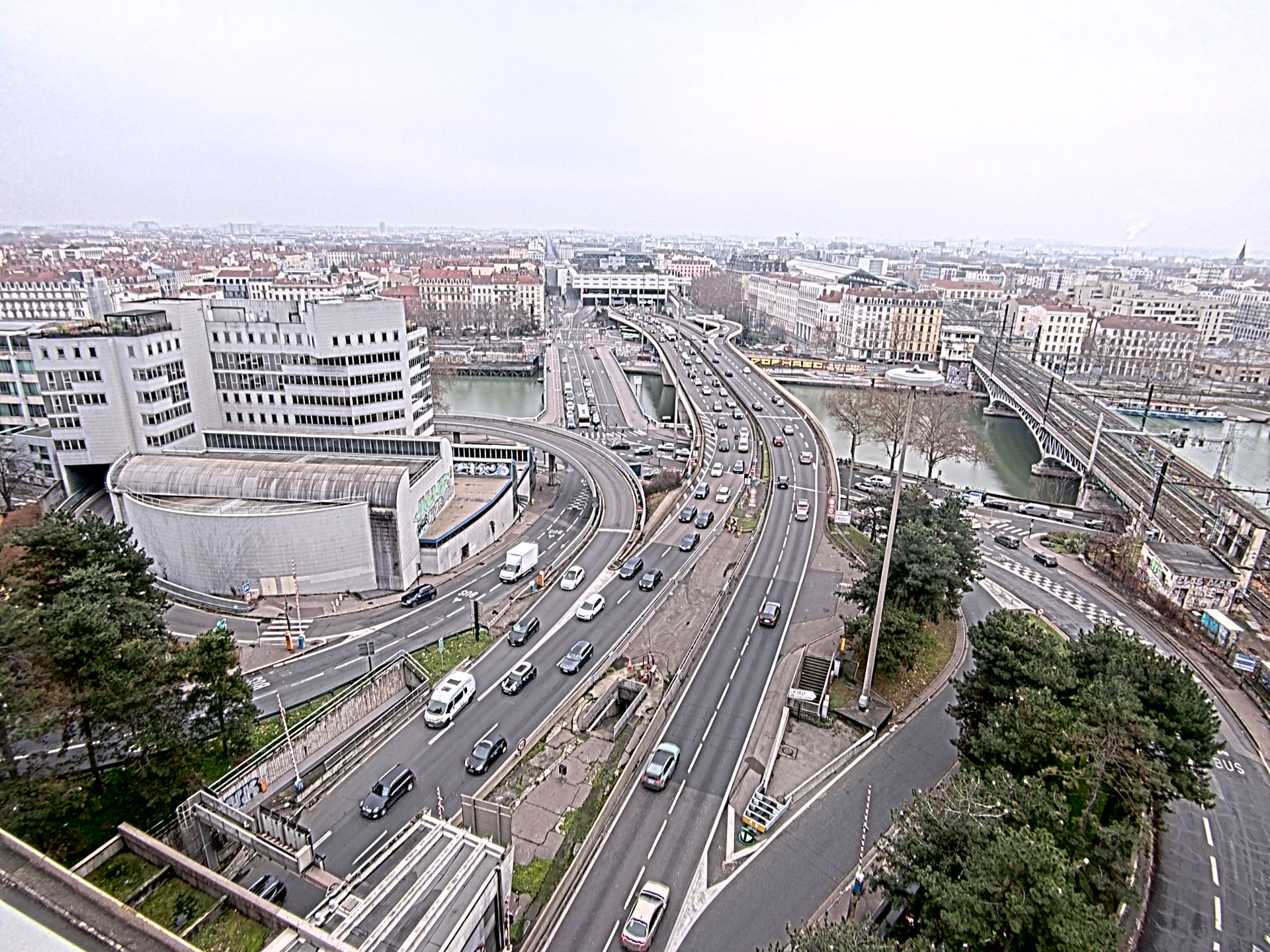 Caméra autoroute à Lyon Perrache à l'entrée Sud du Tunnel sous Fourvière, en direction de Marseille