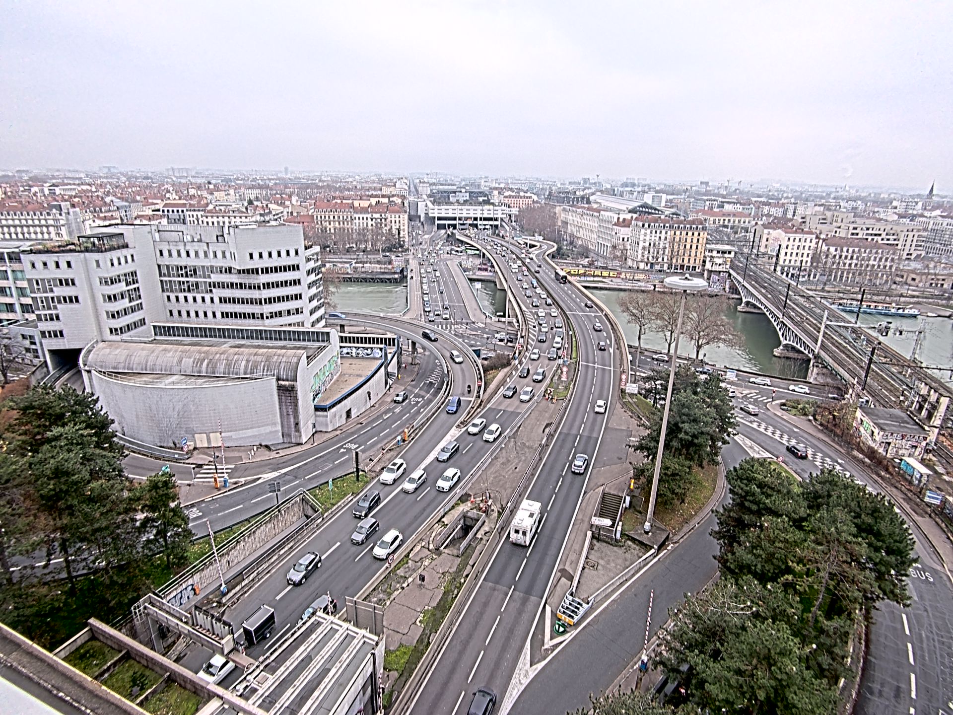 Caméra autoroute à Lyon Perrache à l'entrée Sud du Tunnel sous Fourvière, en direction de Marseille