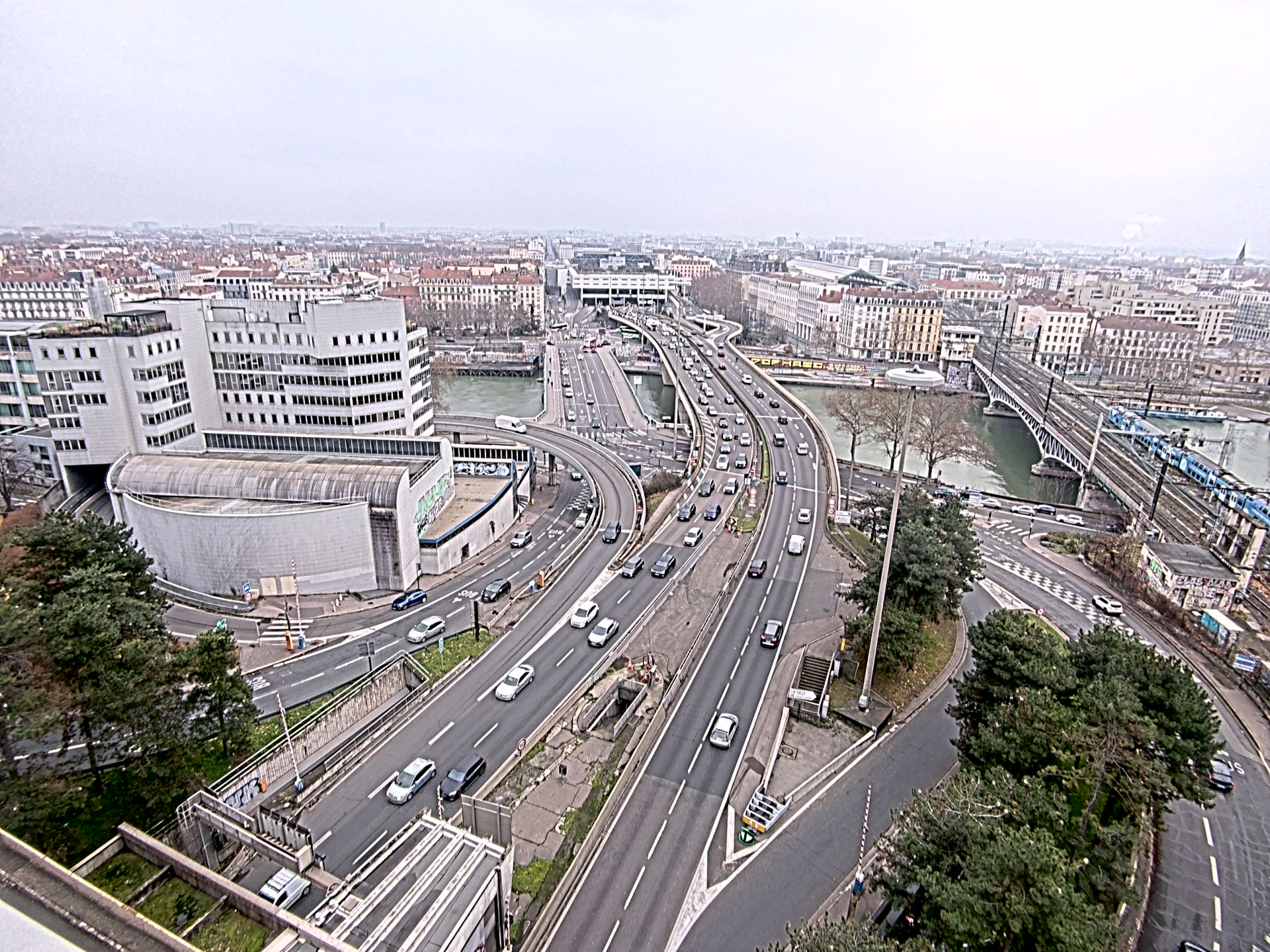 Caméra autoroute à Lyon Perrache à l'entrée Sud du Tunnel sous Fourvière, en direction de Marseille