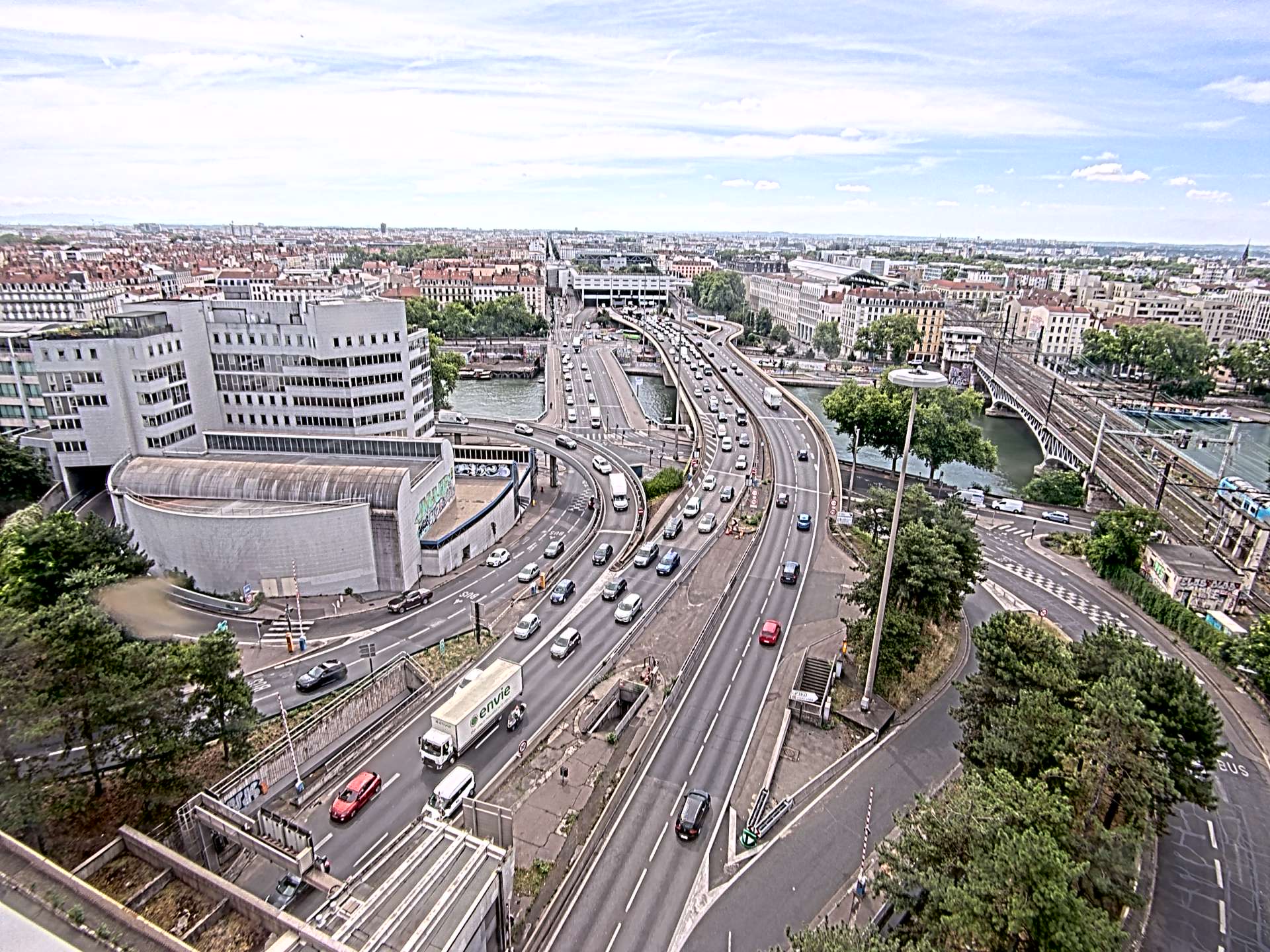 Caméra autoroute à Lyon Perrache à l'entrée Sud du Tunnel sous Fourvière, en direction de Marseille