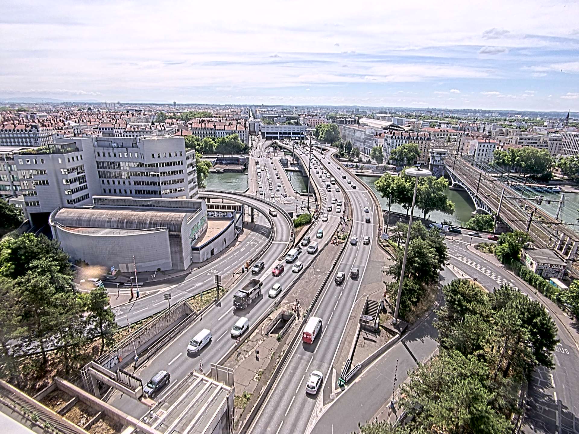 Caméra autoroute à Lyon Perrache à l'entrée Sud du Tunnel sous Fourvière, en direction de Marseille