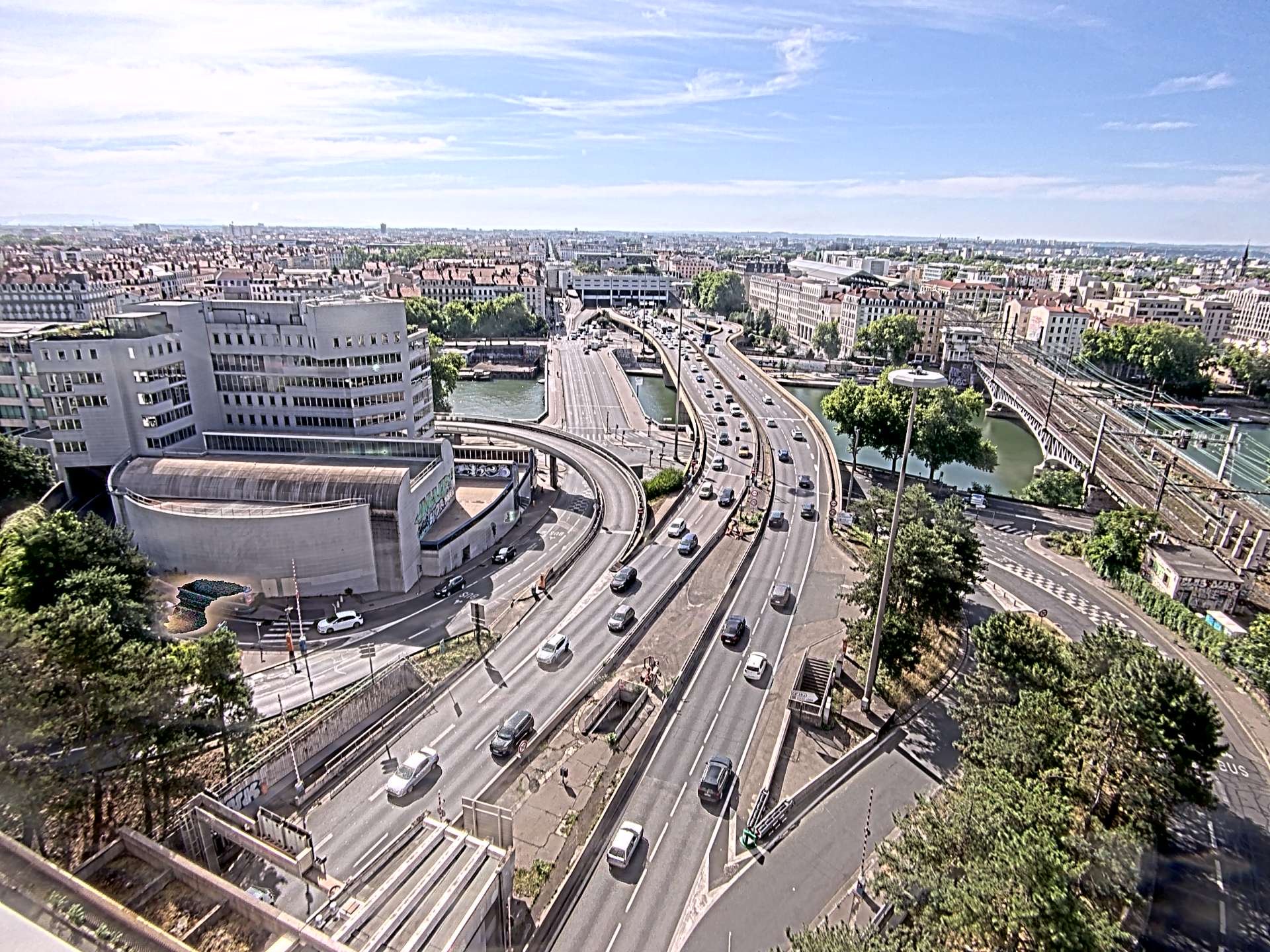Caméra autoroute à Lyon Perrache à l'entrée Sud du Tunnel sous Fourvière, en direction de Marseille