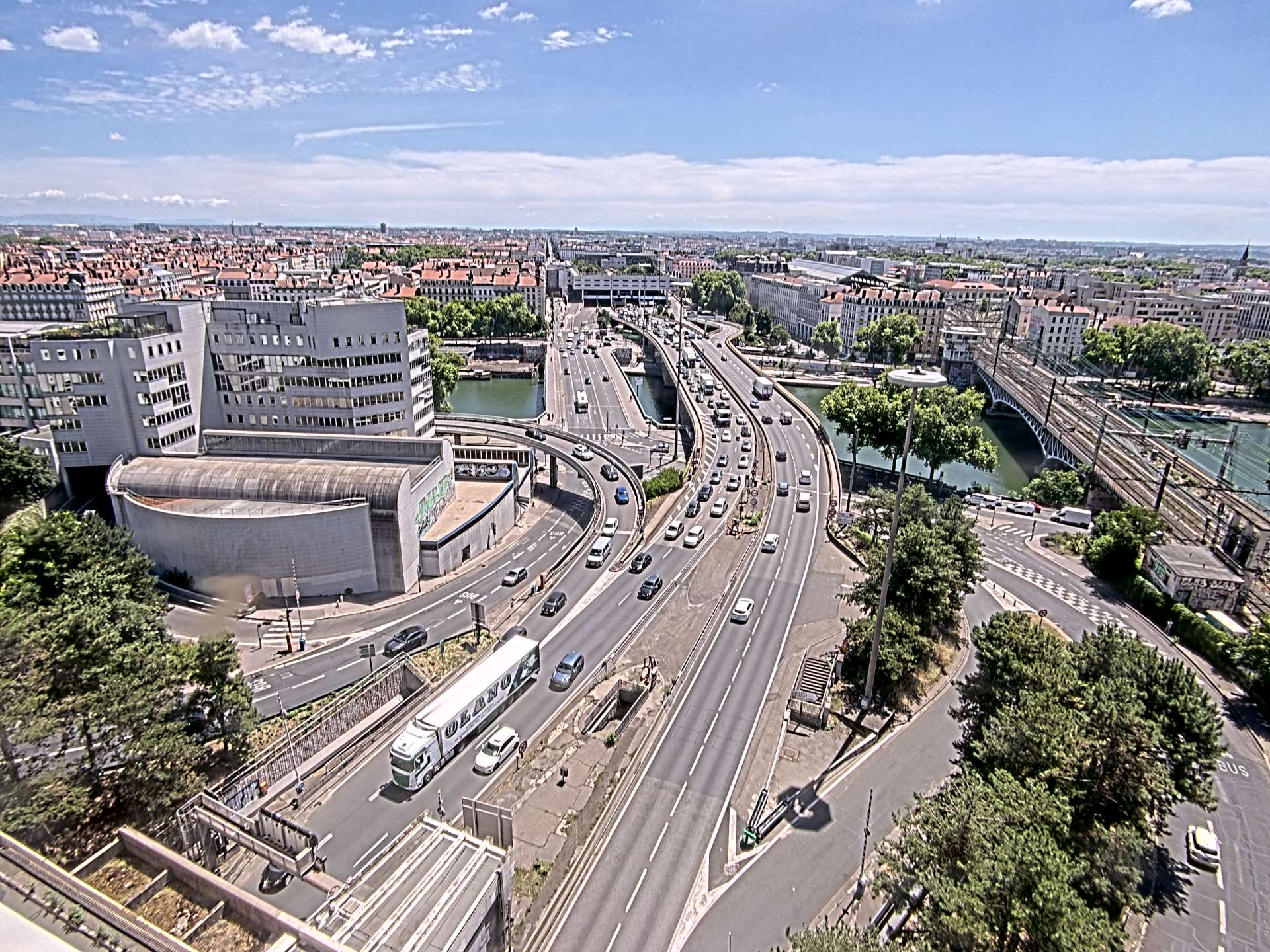 Caméra autoroute à Lyon Perrache à l'entrée Sud du Tunnel sous Fourvière, en direction de Marseille