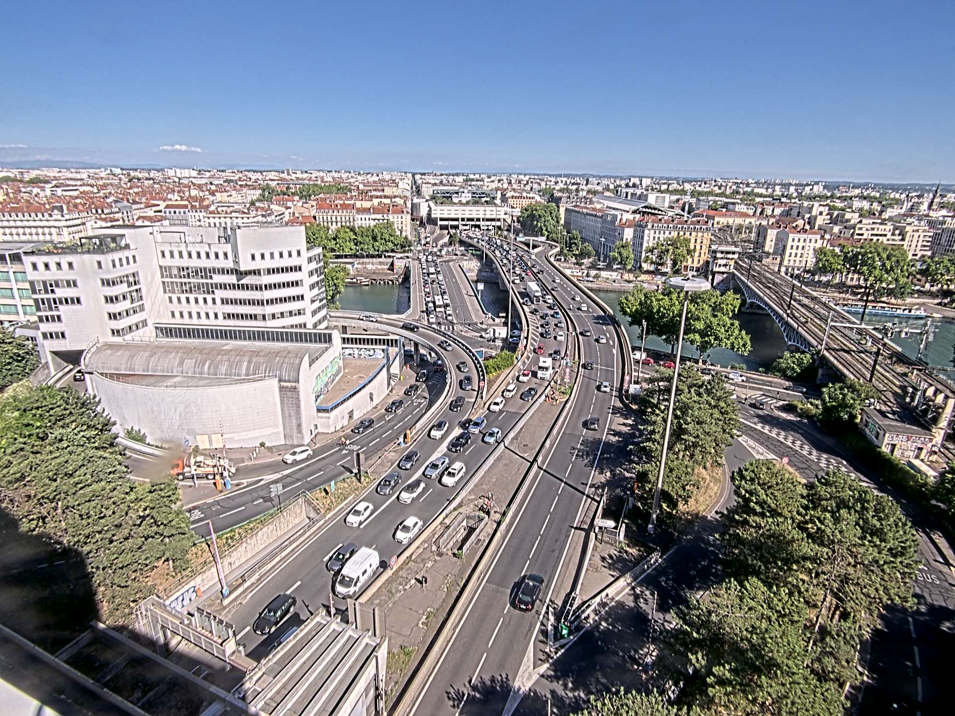 Caméra autoroute à Lyon Perrache à l'entrée Sud du Tunnel sous Fourvière, en direction de Marseille