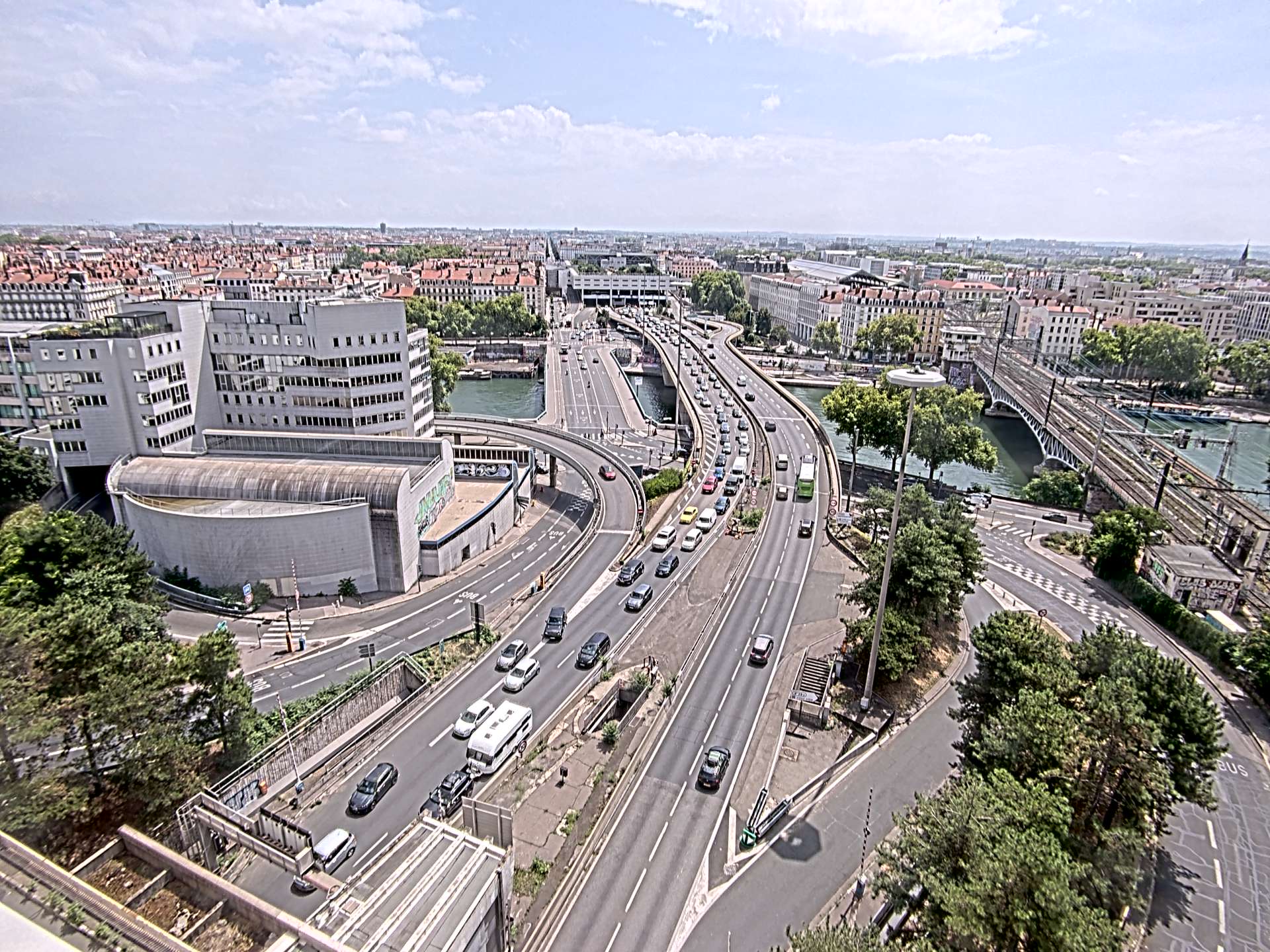 Caméra autoroute à Lyon Perrache à l'entrée Sud du Tunnel sous Fourvière, en direction de Marseille