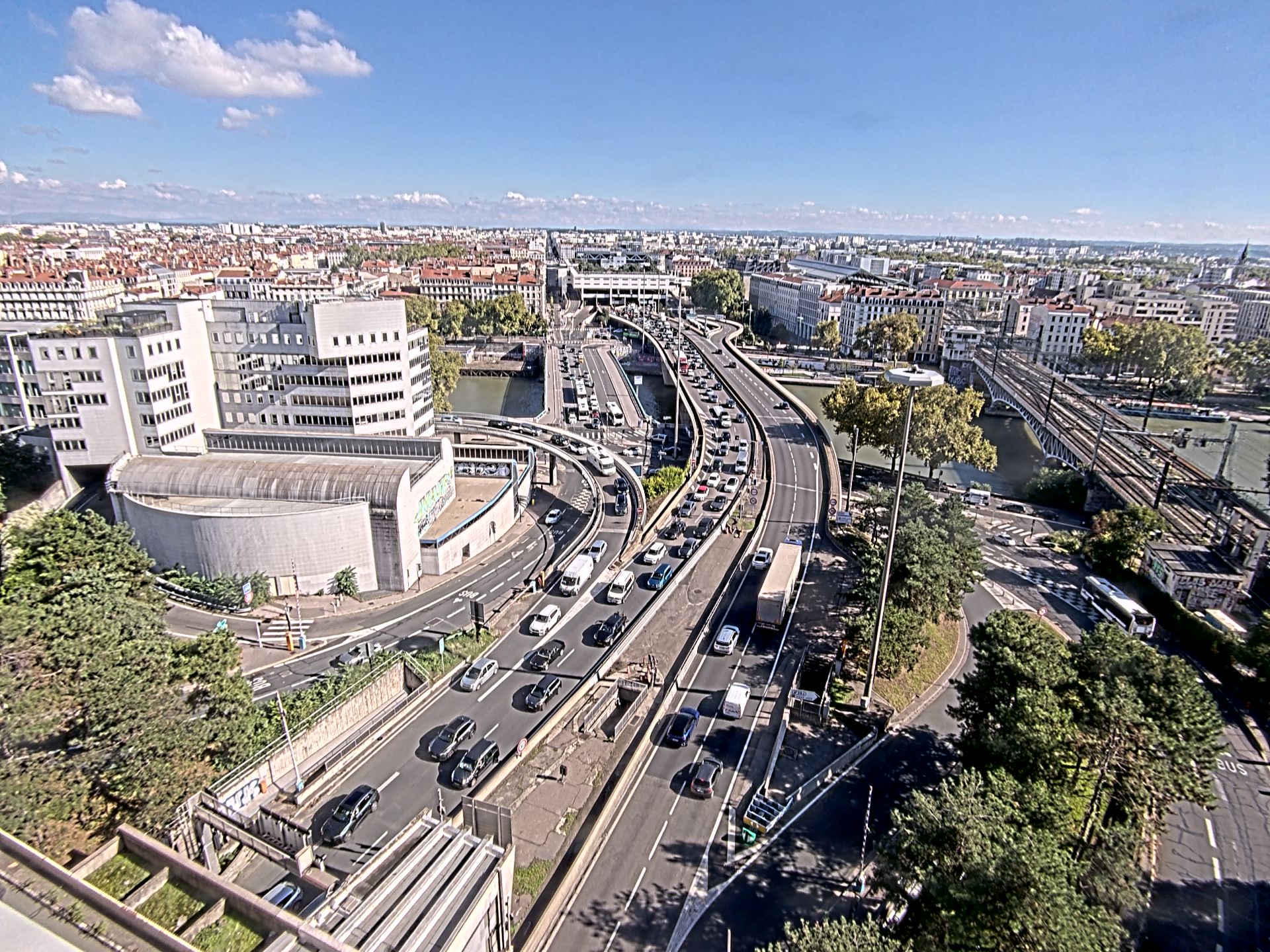 Caméra autoroute à Lyon Perrache à l'entrée Sud du Tunnel sous Fourvière, en direction de Marseille