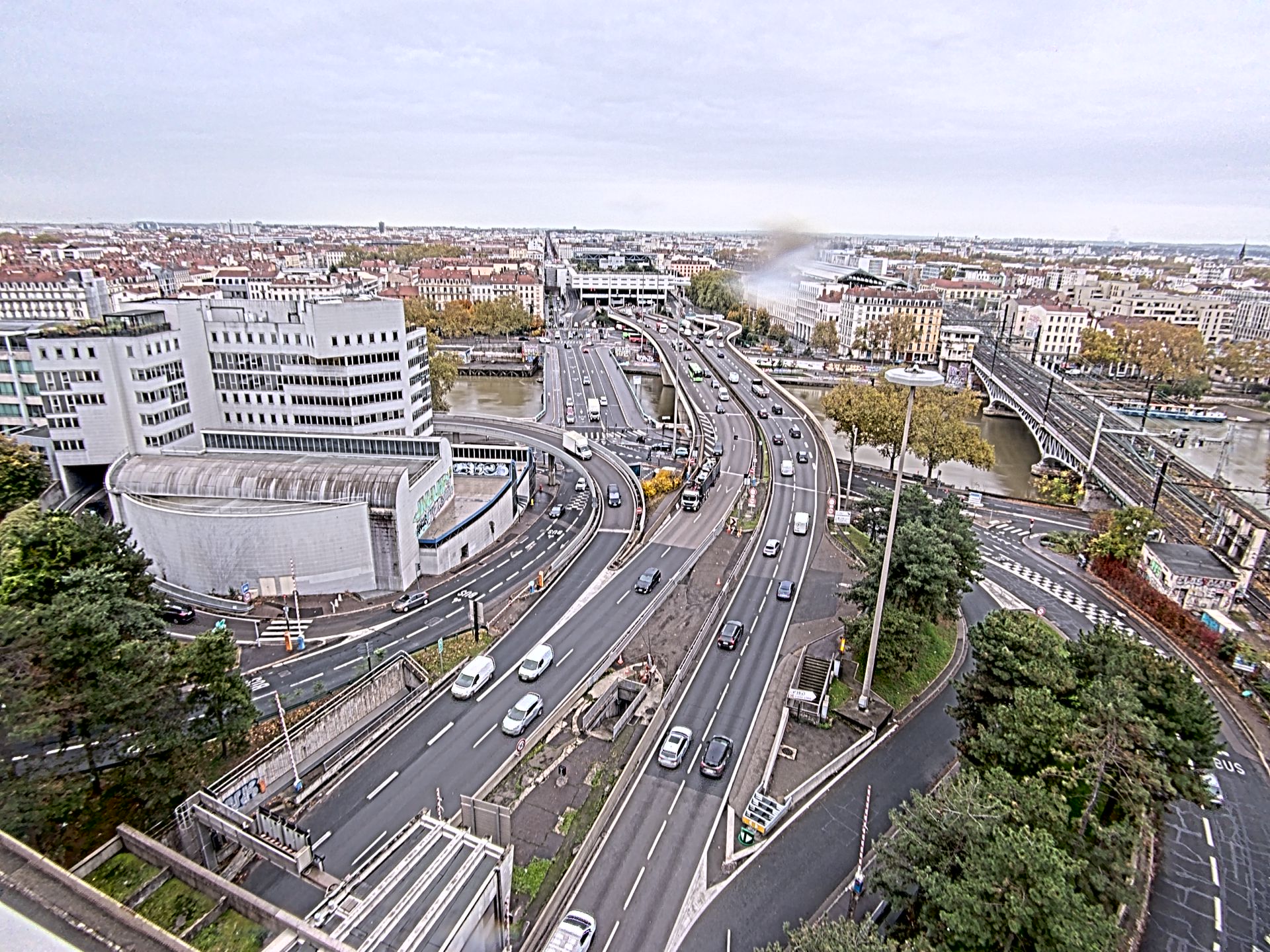 Caméra autoroute à Lyon Perrache à l'entrée Sud du Tunnel sous Fourvière, en direction de Marseille