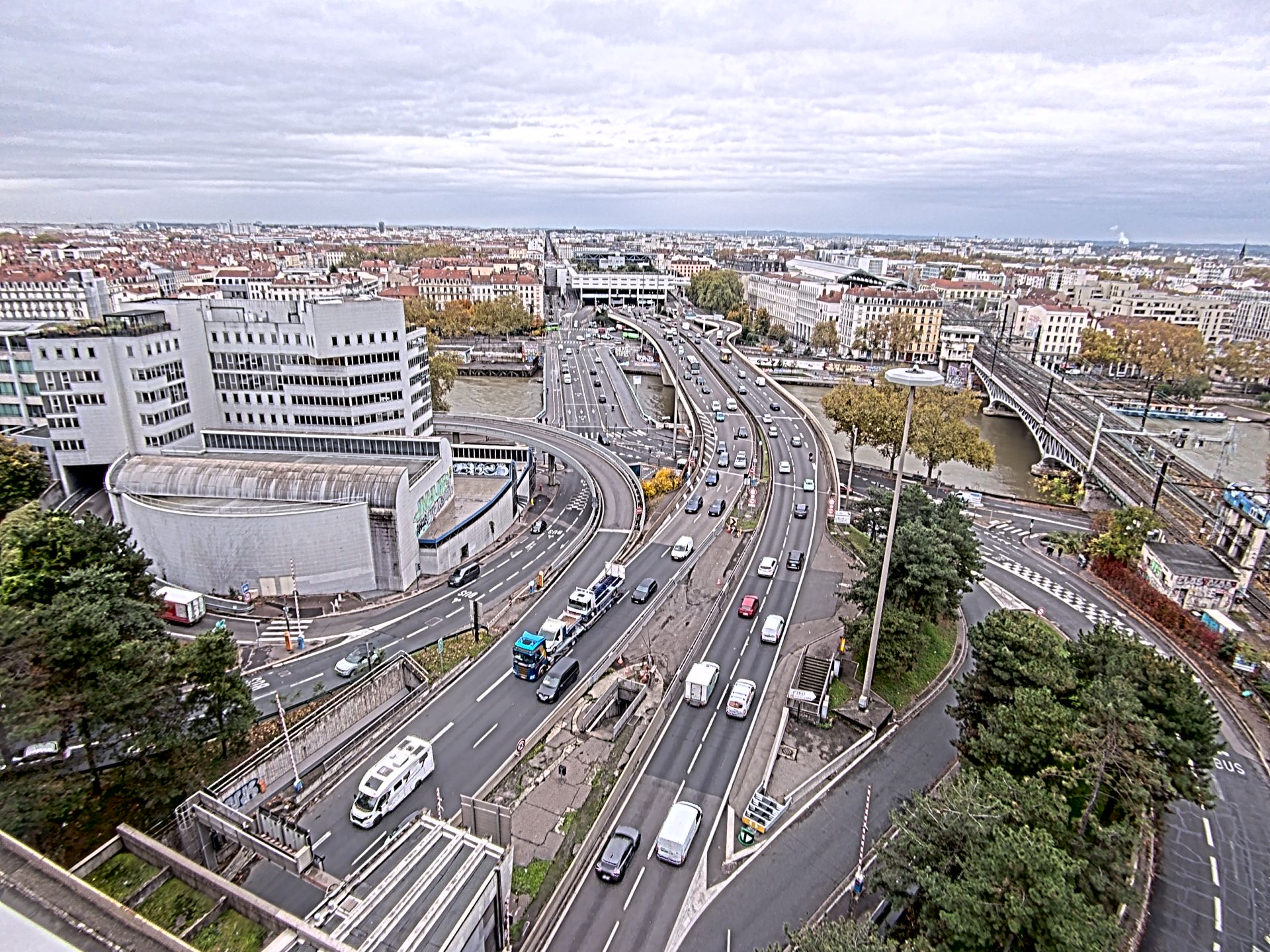 Caméra autoroute à Lyon Perrache à l'entrée Sud du Tunnel sous Fourvière, en direction de Marseille