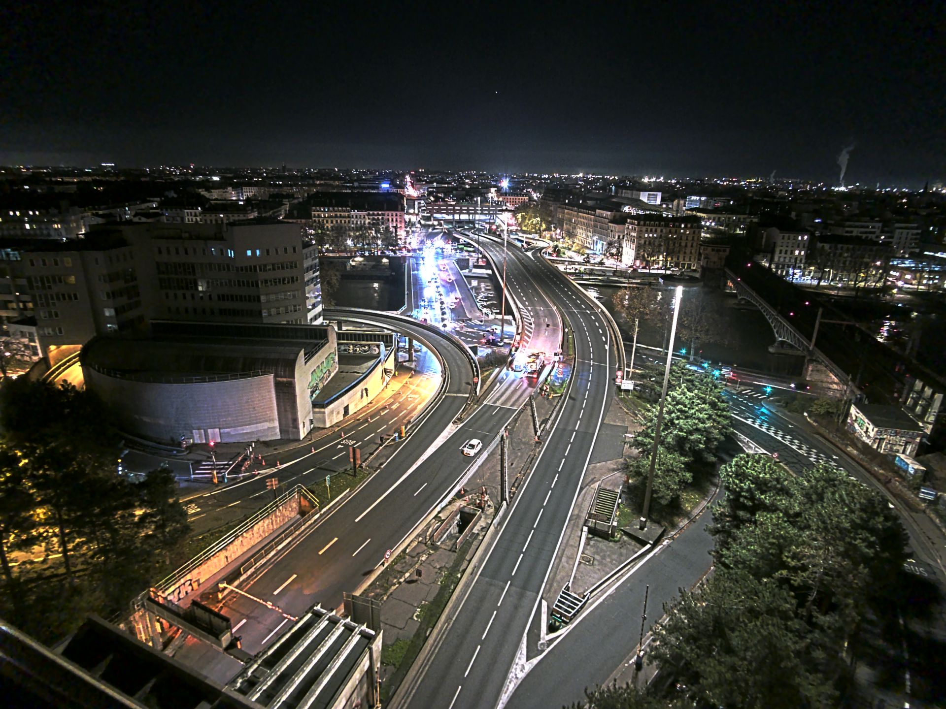 Caméra autoroute à Lyon Perrache à l'entrée Sud du Tunnel sous Fourvière, en direction de Marseille