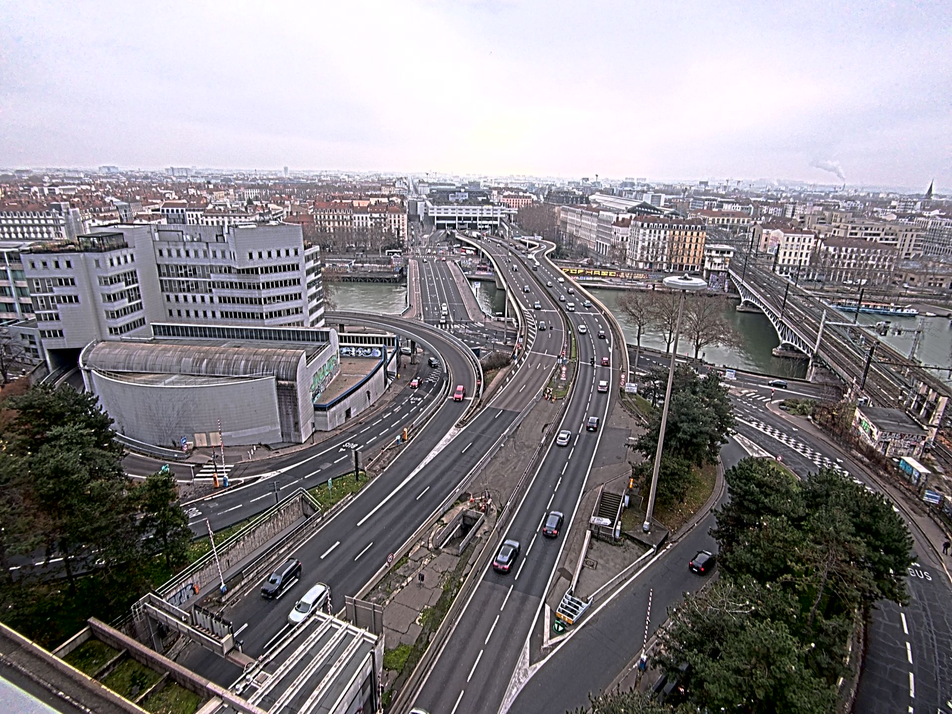 Caméra autoroute à Lyon Perrache à l'entrée Sud du Tunnel sous Fourvière, en direction de Marseille