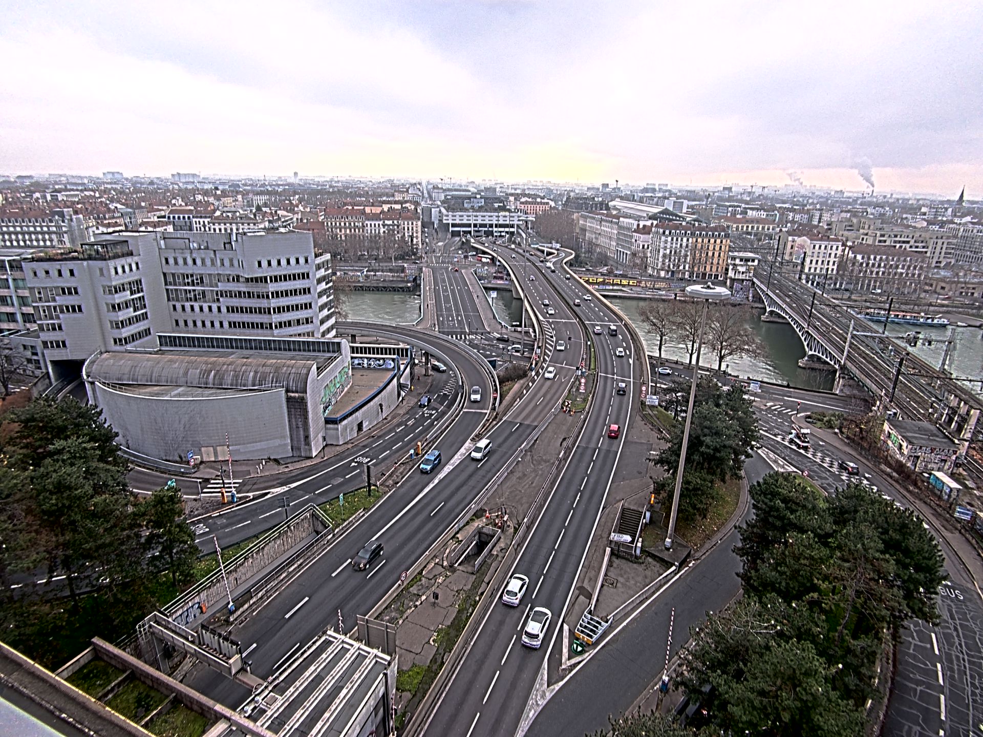 Caméra autoroute à Lyon Perrache à l'entrée Sud du Tunnel sous Fourvière, en direction de Marseille