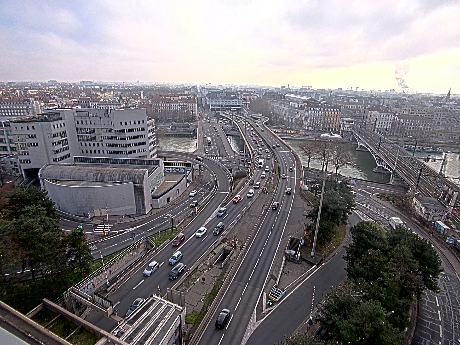 Caméra autoroute à Lyon Perrache à l'entrée Sud du Tunnel sous Fourvière, en direction de Marseille