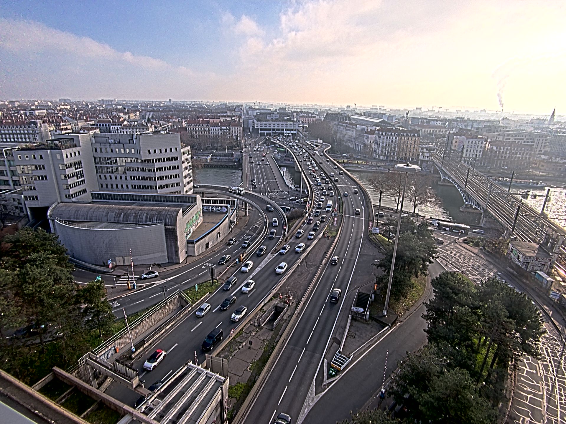 Caméra autoroute à Lyon Perrache à l'entrée Sud du Tunnel sous Fourvière, en direction de Marseille