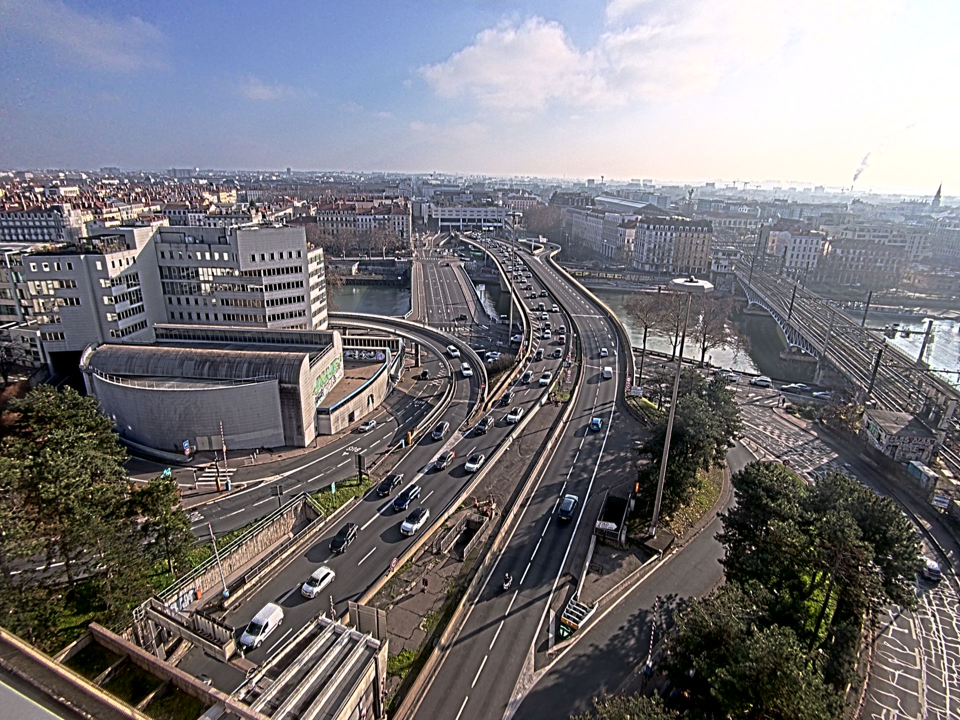 Caméra autoroute à Lyon Perrache à l'entrée Sud du Tunnel sous Fourvière, en direction de Marseille