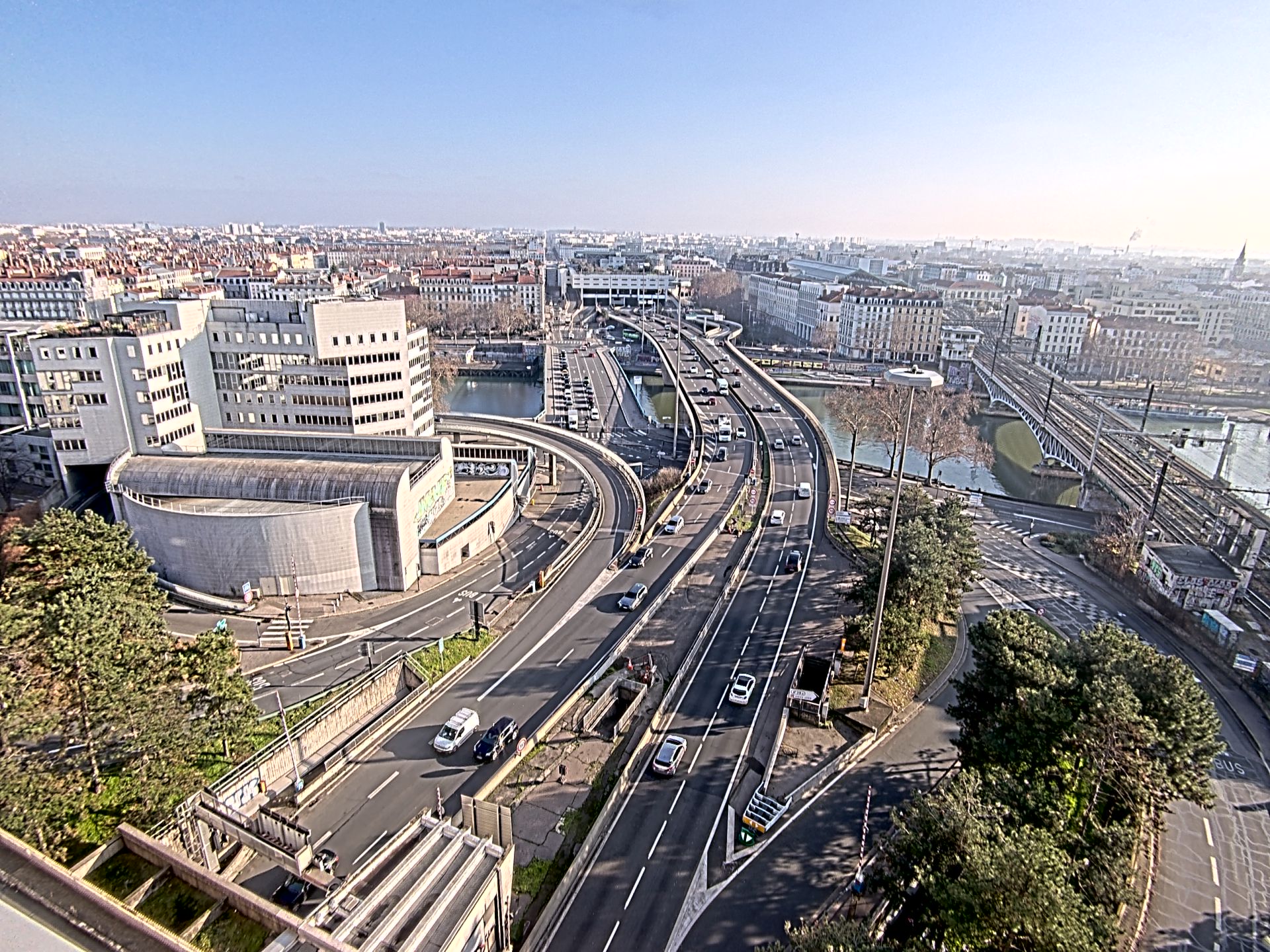 Caméra autoroute à Lyon Perrache à l'entrée Sud du Tunnel sous Fourvière, en direction de Marseille