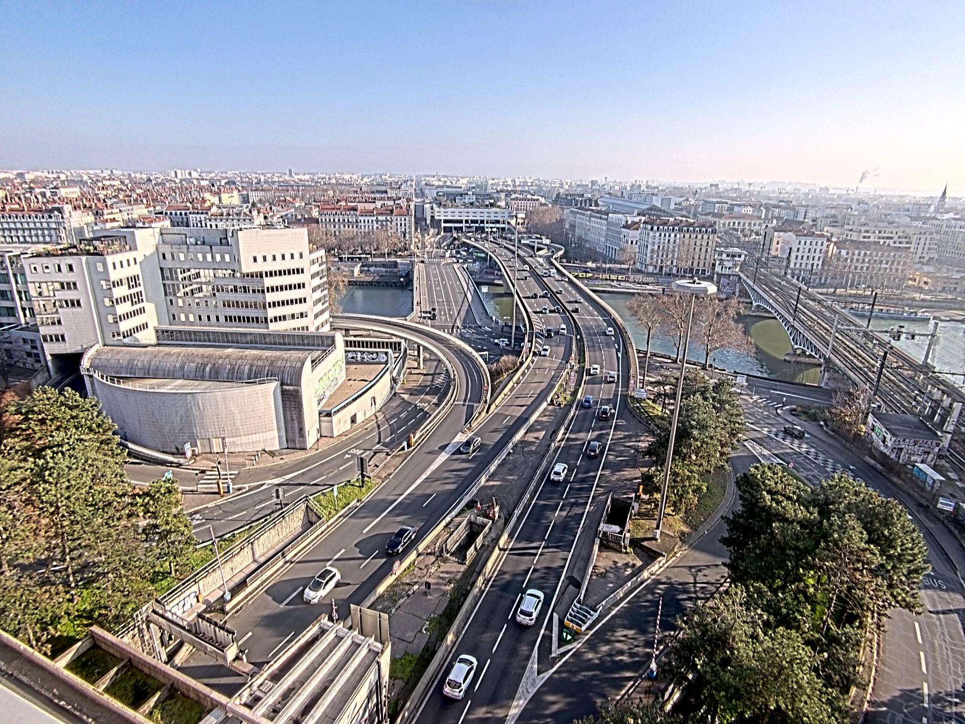 Caméra autoroute à Lyon Perrache à l'entrée Sud du Tunnel sous Fourvière, en direction de Marseille