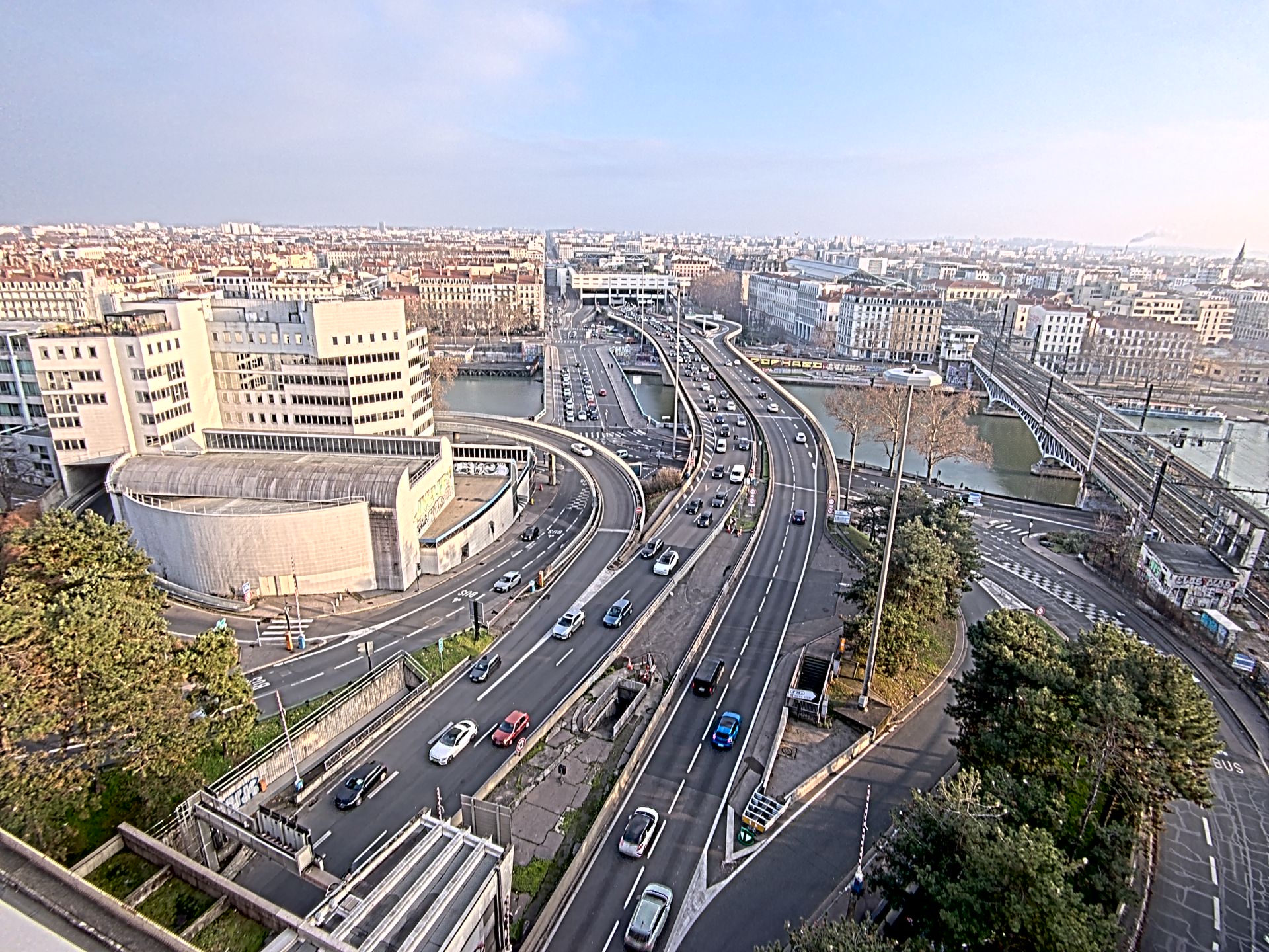 Caméra autoroute à Lyon Perrache à l'entrée Sud du Tunnel sous Fourvière, en direction de Marseille