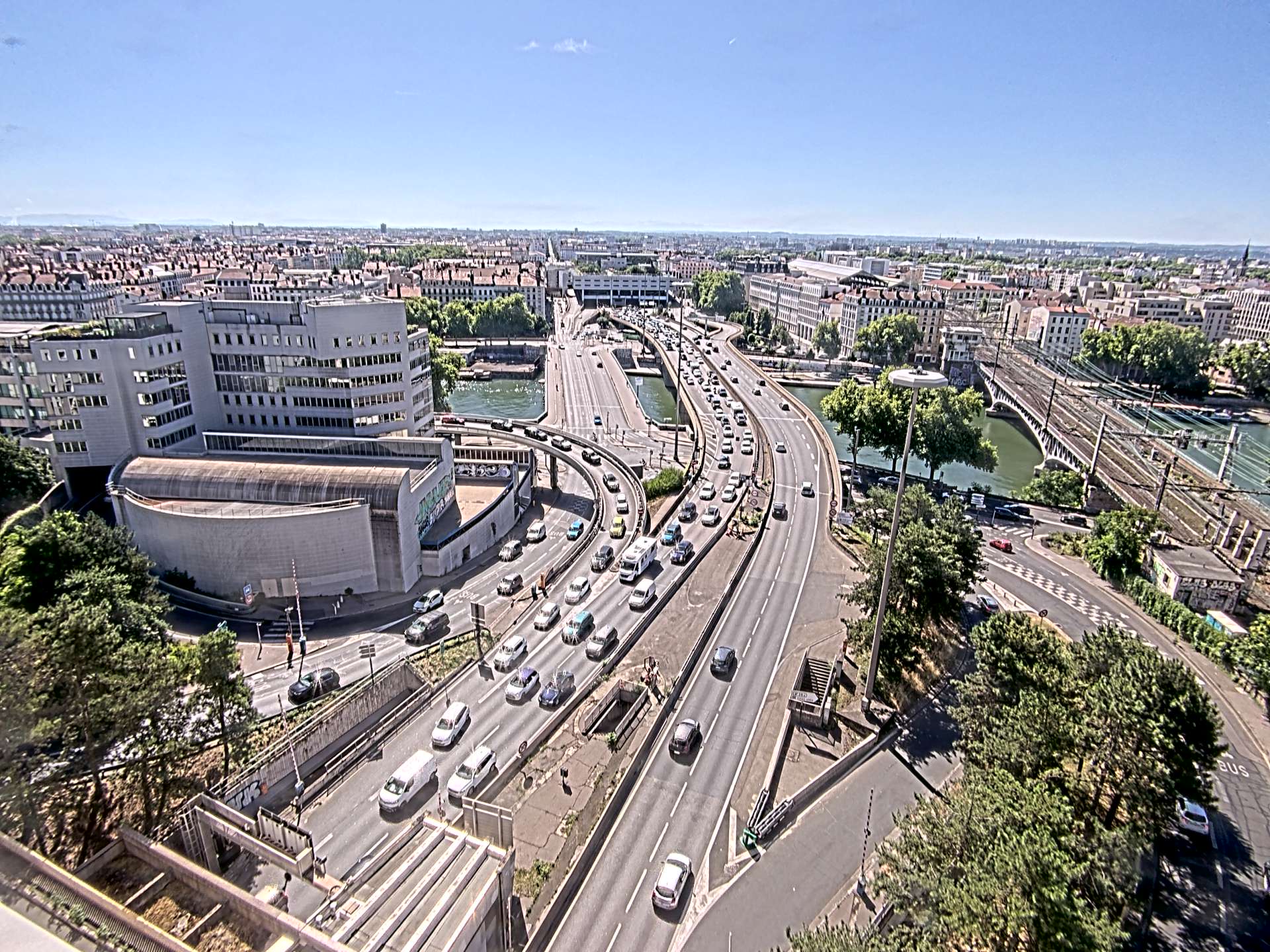 Caméra autoroute à Lyon Perrache à l'entrée Sud du Tunnel sous Fourvière, en direction de Marseille
