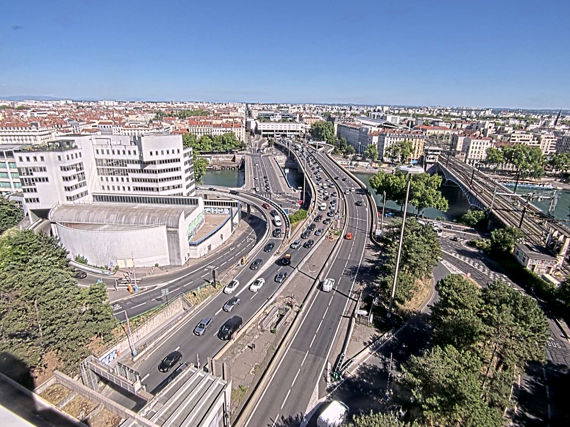 Caméra autoroute à Lyon Perrache à l'entrée Sud du Tunnel sous Fourvière, en direction de Marseille