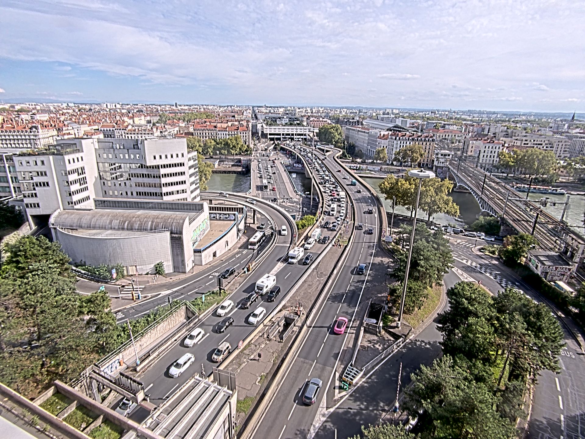 Caméra autoroute à Lyon Perrache à l'entrée Sud du Tunnel sous Fourvière, en direction de Marseille