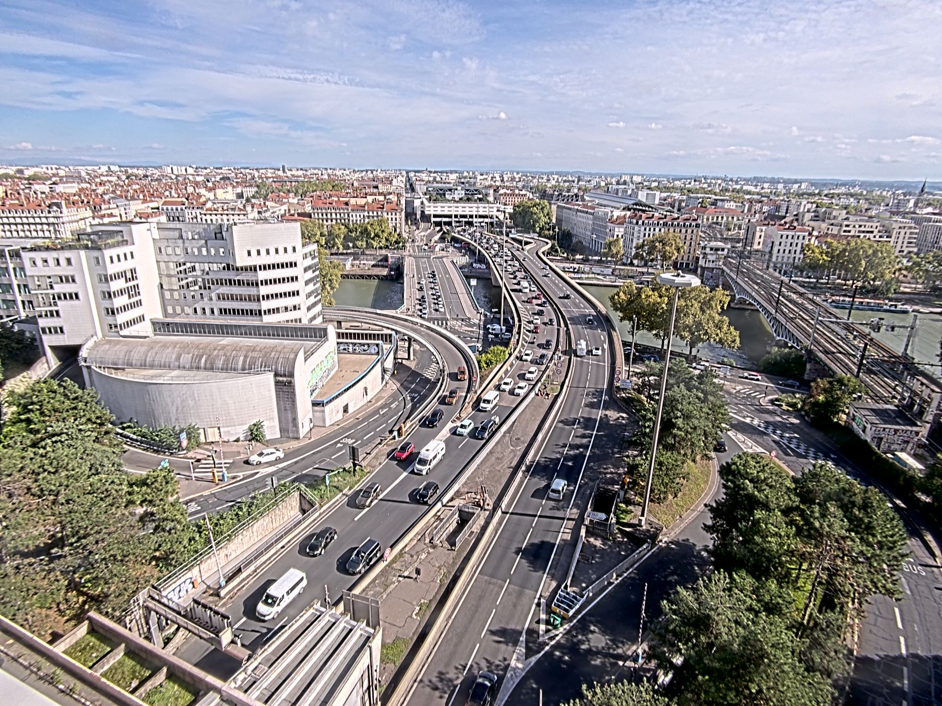 Caméra autoroute à Lyon Perrache à l'entrée Sud du Tunnel sous Fourvière, en direction de Marseille