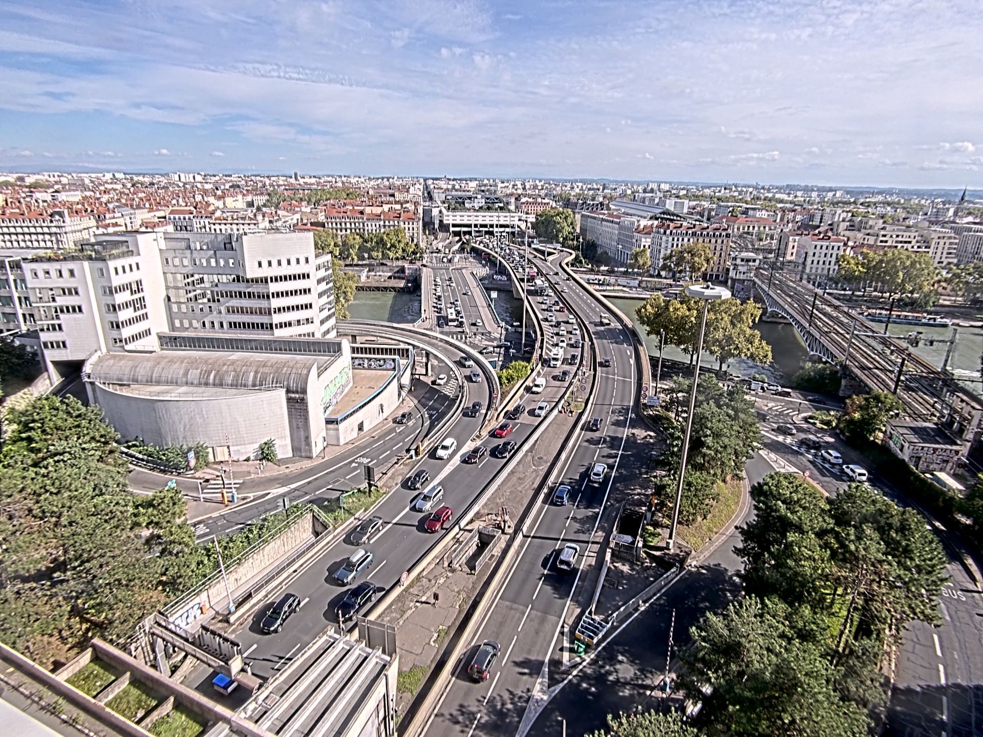Caméra autoroute à Lyon Perrache à l'entrée Sud du Tunnel sous Fourvière, en direction de Marseille