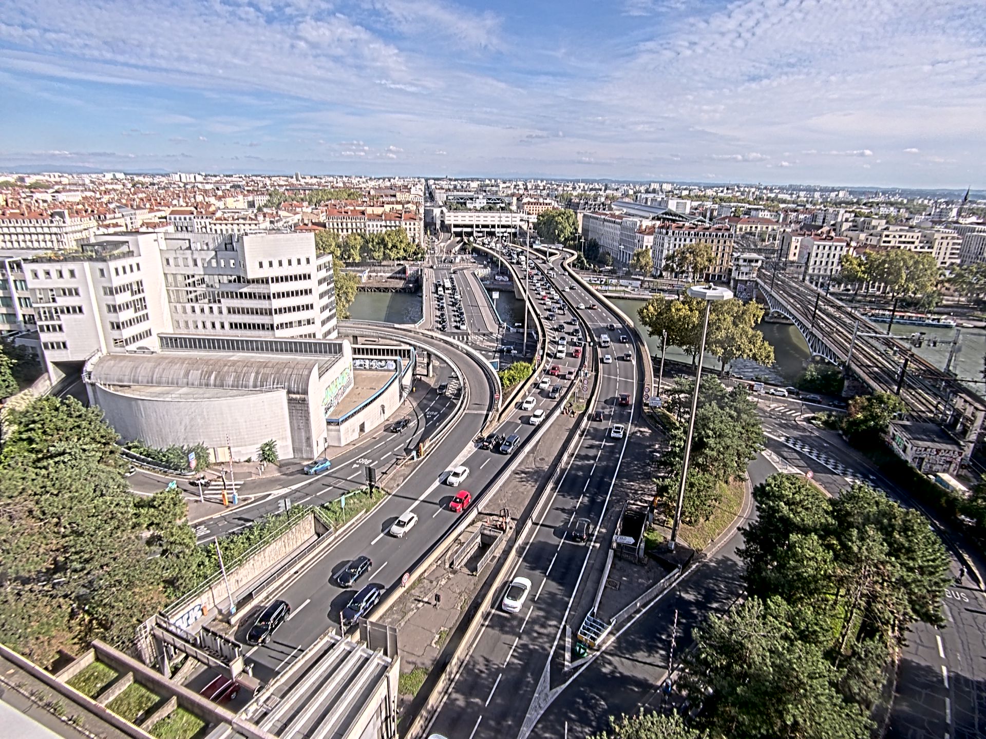 Caméra autoroute à Lyon Perrache à l'entrée Sud du Tunnel sous Fourvière, en direction de Marseille