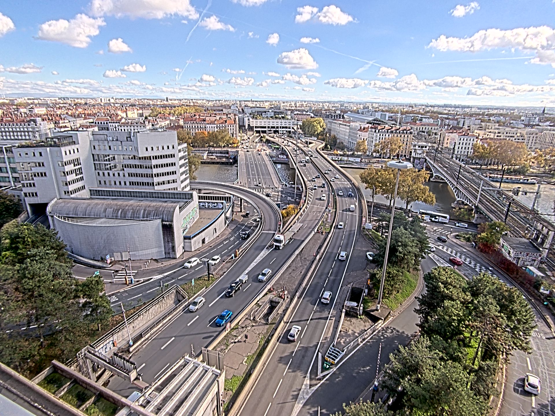 Caméra autoroute à Lyon Perrache à l'entrée Sud du Tunnel sous Fourvière, en direction de Marseille