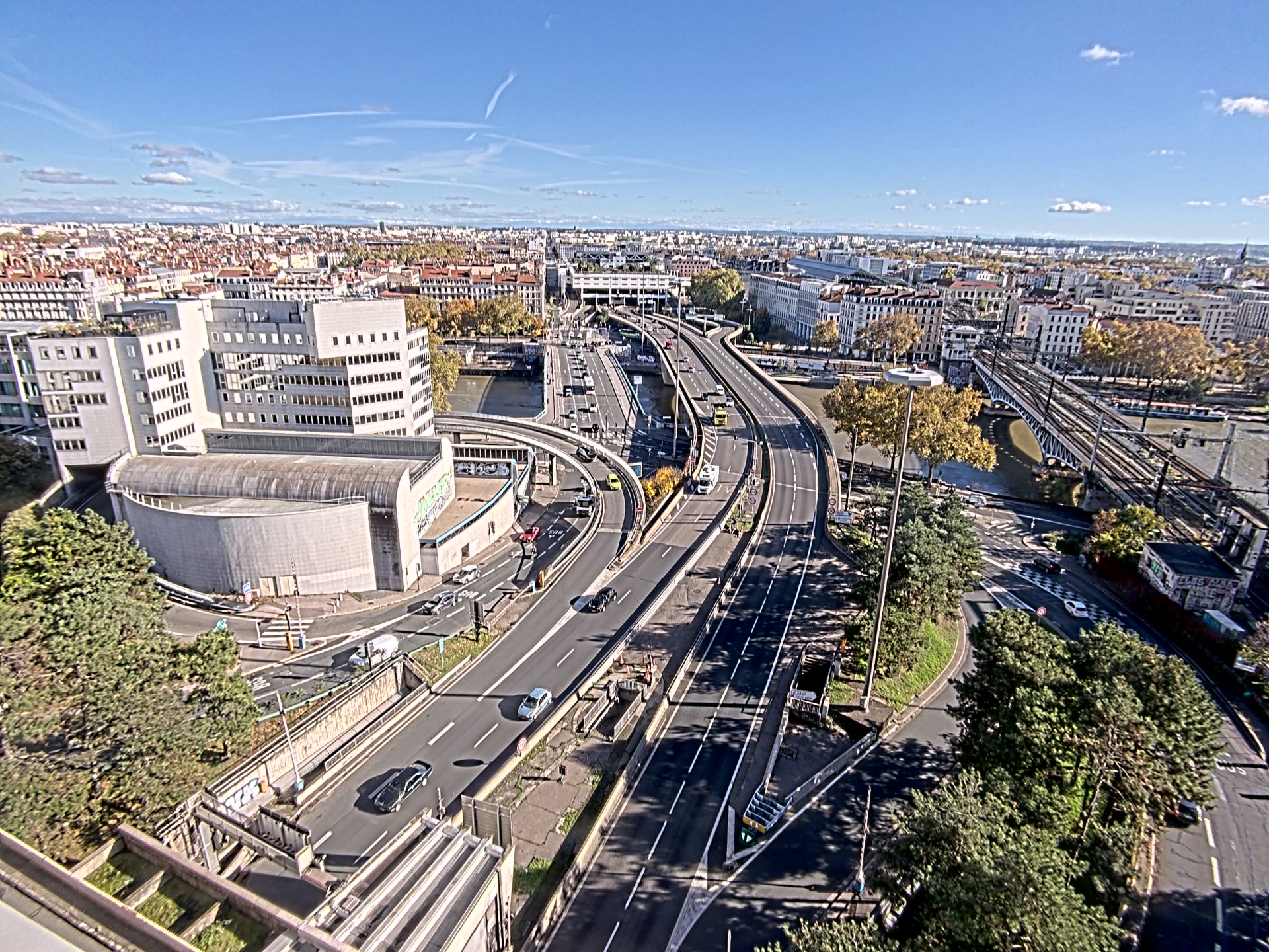 Caméra autoroute à Lyon Perrache à l'entrée Sud du Tunnel sous Fourvière, en direction de Marseille