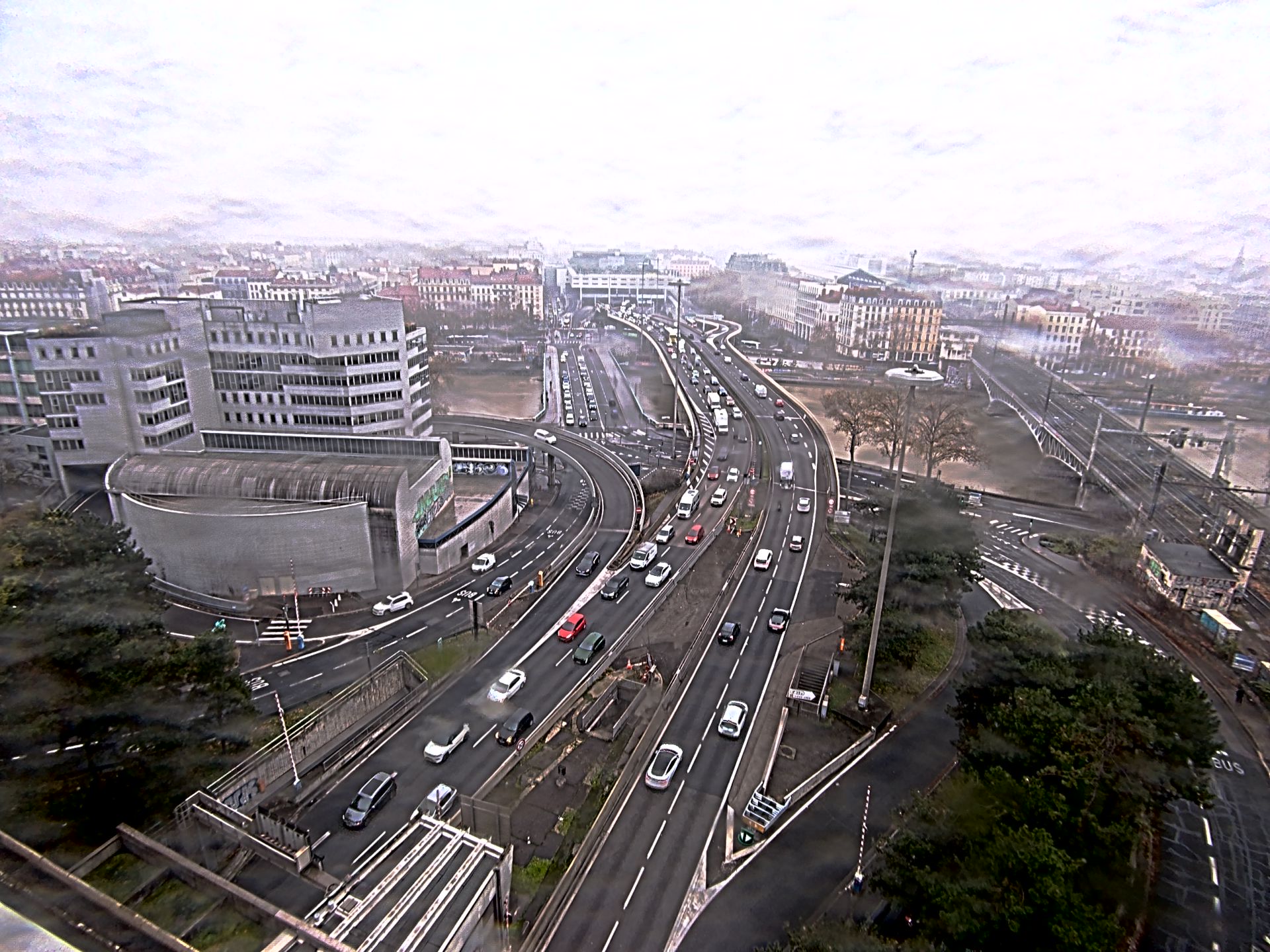 Caméra autoroute à Lyon Perrache à l'entrée Sud du Tunnel sous Fourvière, en direction de Marseille