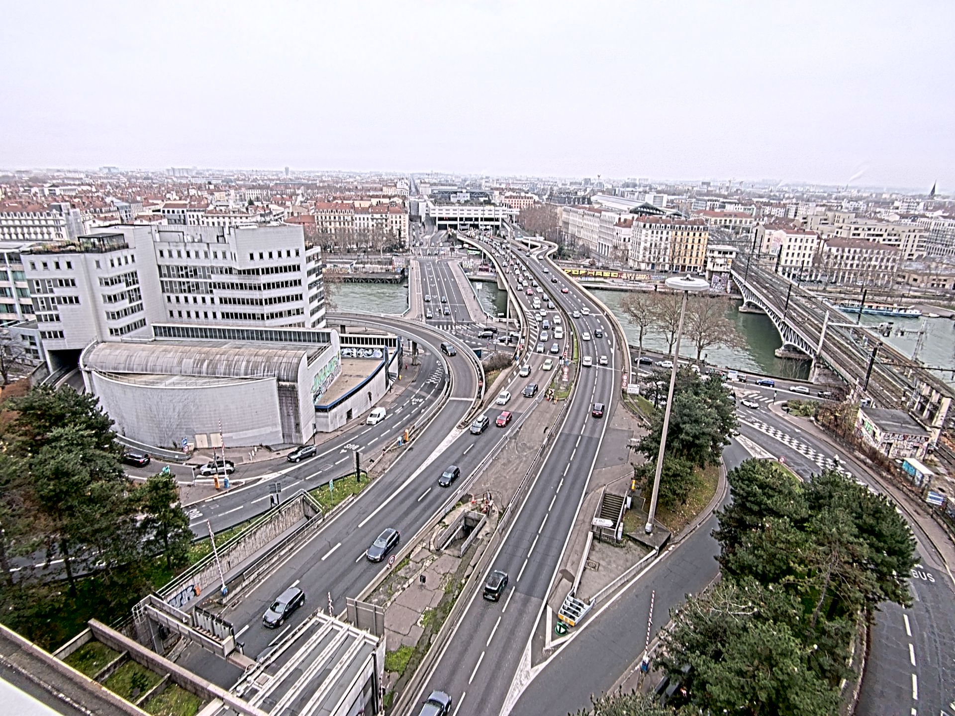 Caméra autoroute à Lyon Perrache à l'entrée Sud du Tunnel sous Fourvière, en direction de Marseille