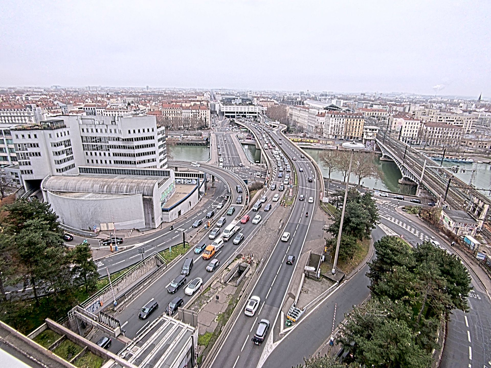 Caméra autoroute à Lyon Perrache à l'entrée Sud du Tunnel sous Fourvière, en direction de Marseille