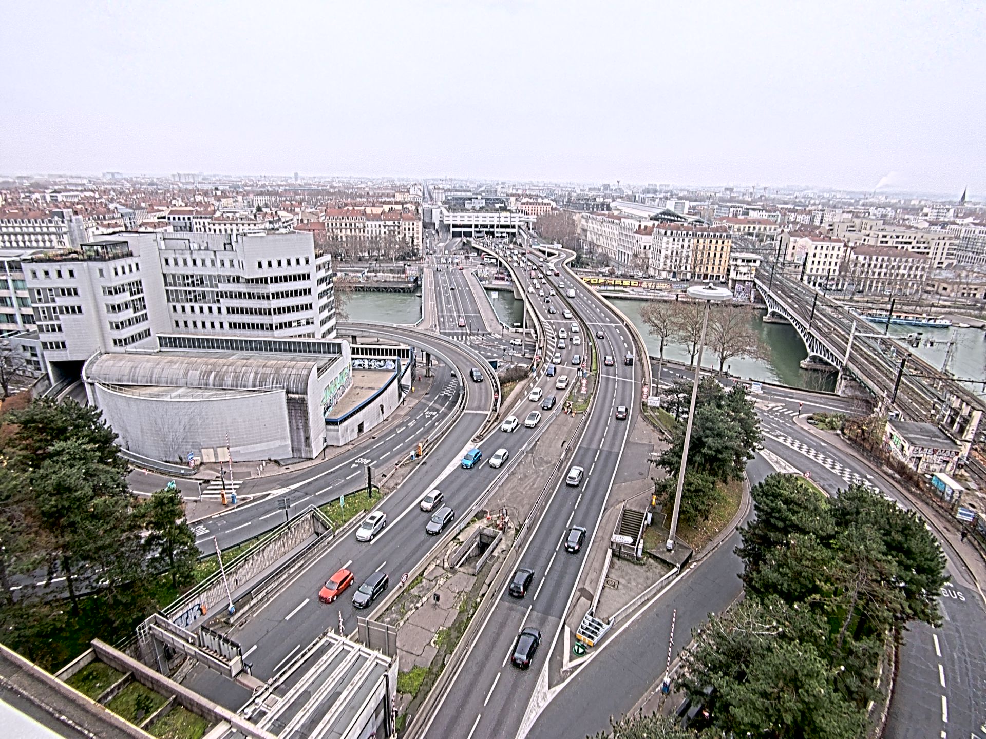 Caméra autoroute à Lyon Perrache à l'entrée Sud du Tunnel sous Fourvière, en direction de Marseille