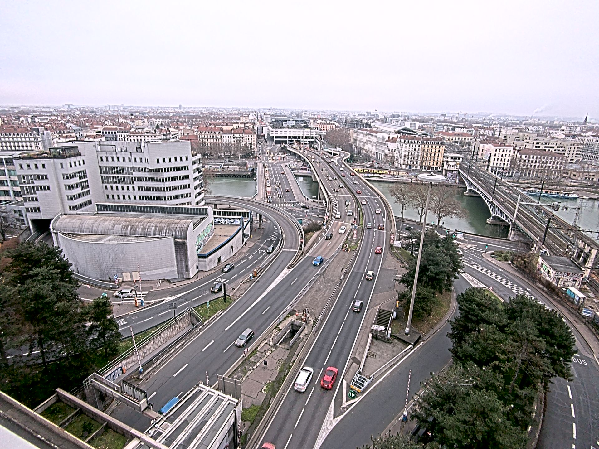 Caméra autoroute à Lyon Perrache à l'entrée Sud du Tunnel sous Fourvière, en direction de Marseille